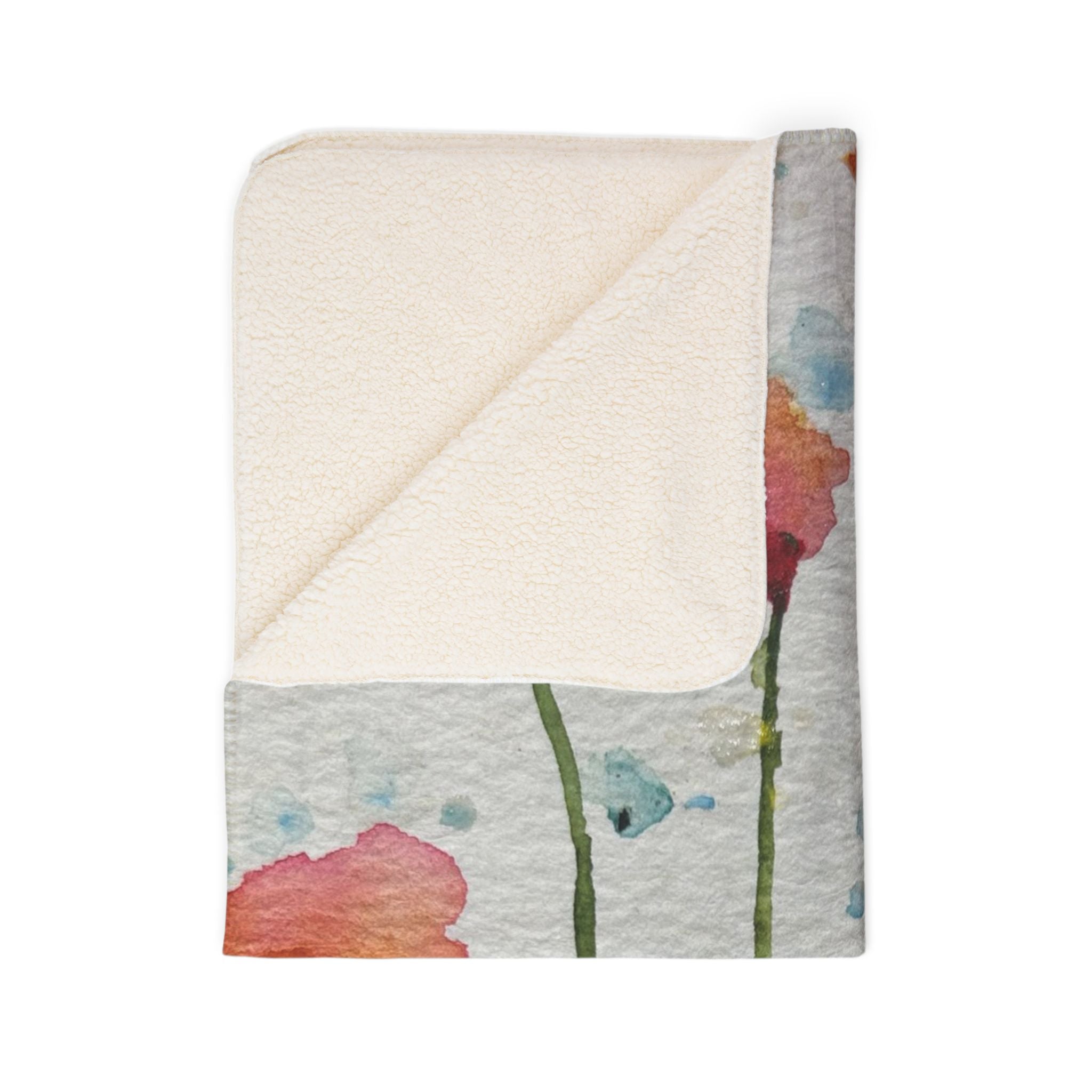 Fleece Throw Blanket, Textured Sherpa Underside, Hemmed, 2 Sizes. Colourful Abstract Design. Perfect for Bedroom, Living Room, or Special Gift #94 Poppies Galore