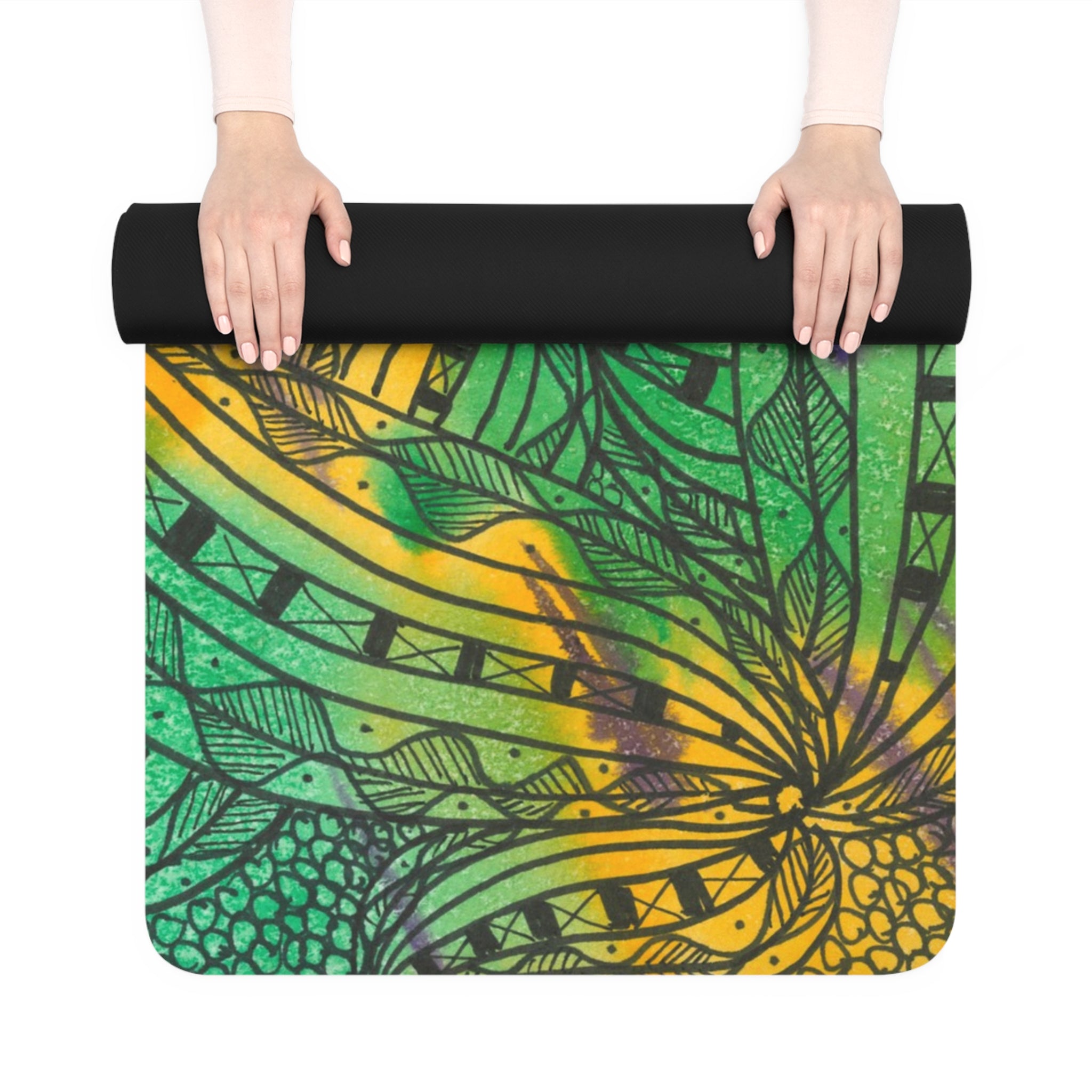 Yoga Mats and Gym Mats. Colourful Abstract Designs. Perfect for Home, Yoga or Gym Class, or a Special Gift #37 Shrubbery