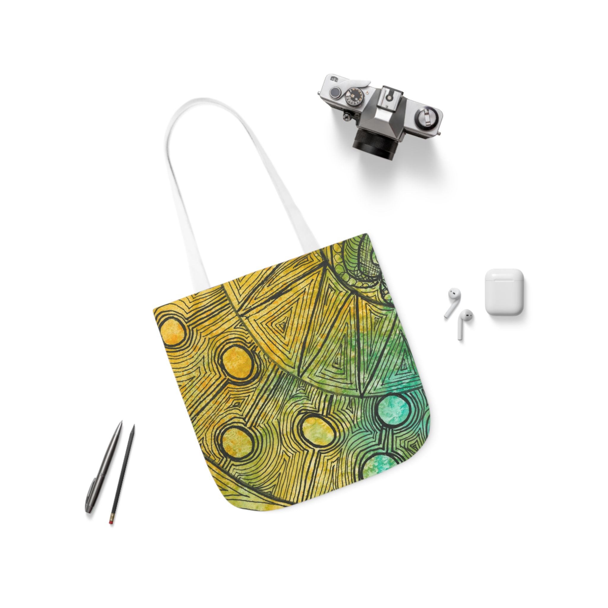 Canvas Tote Bags, Colourful Abstract Designs, 5-Color Straps, 3 Sizes.  For Family and friends or a Special Gift #27 Come What May