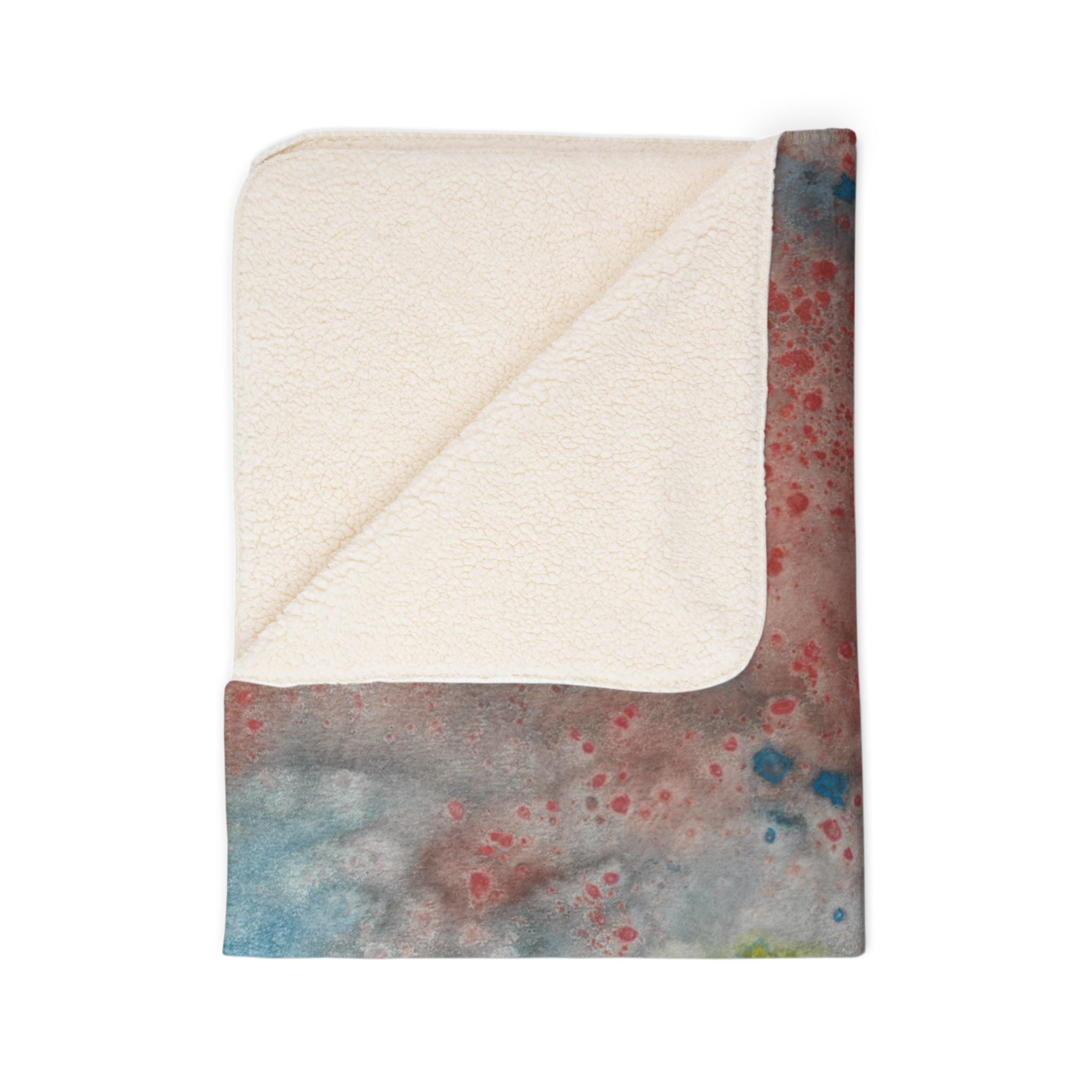 Fleece Throw Blanket, Textured Sherpa Underside, Hemmed, 2 Sizes. Colourful Abstract Design. Perfect for Bedroom, Living Room, or Special Gift #53 The Reef