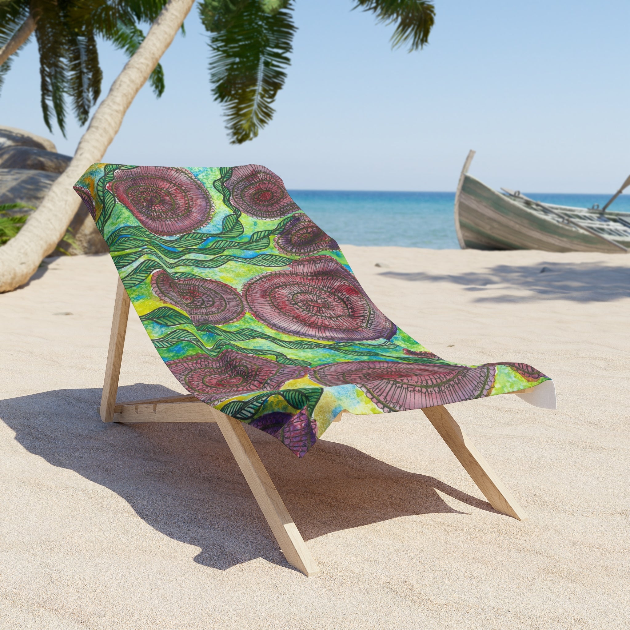 Colourful Abstract Beach Towels, Cotton Loop backing for Durability, 2 Sizes.  For Family and friends or a Special Gift #35 Beetroot To Yourself