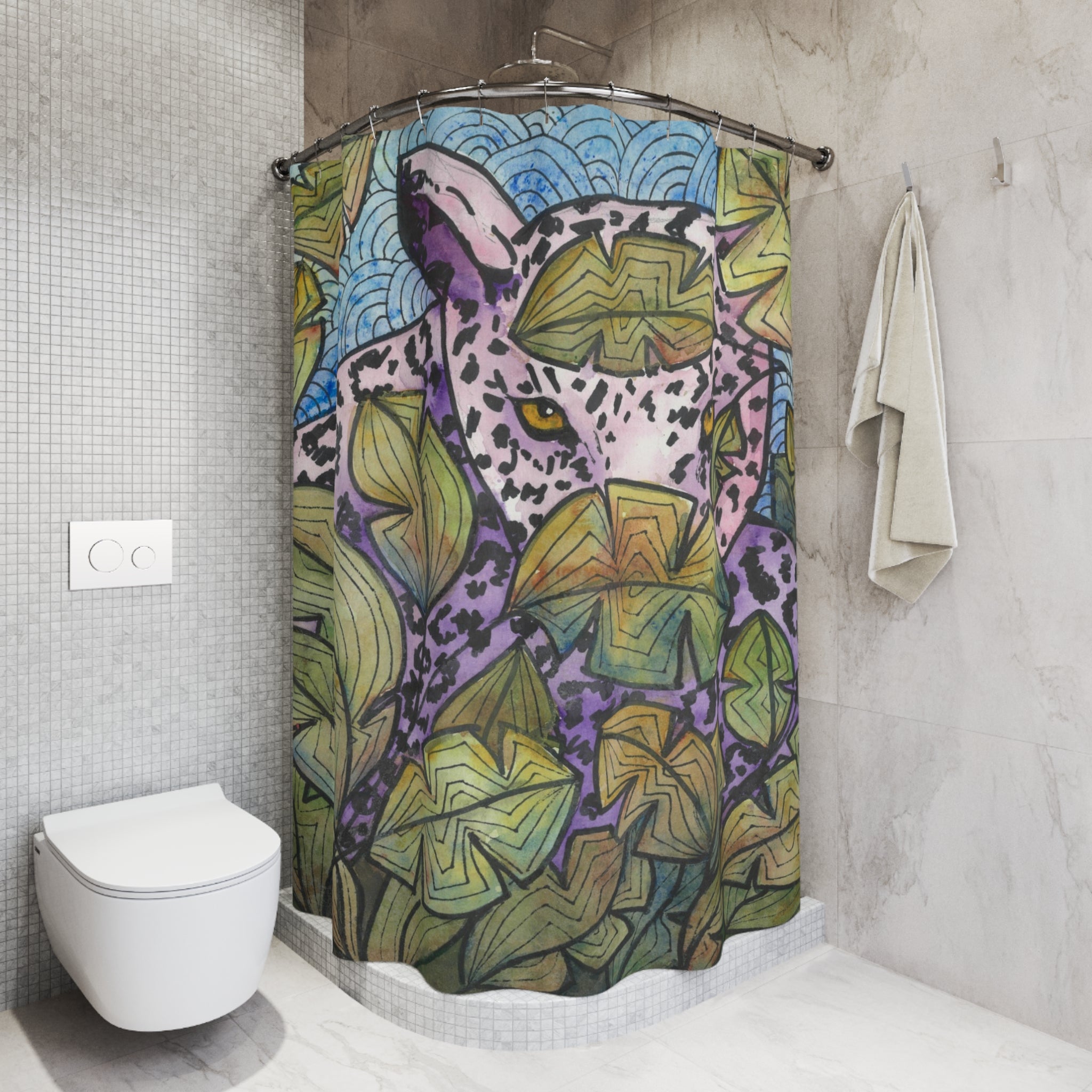 Beautiful Shower Curtains to Refresh Your Bathroom. Colourful Abstract Designs. Perfect For Your Bathroom or Special House-Warming Gift #76 Purrfect Blend