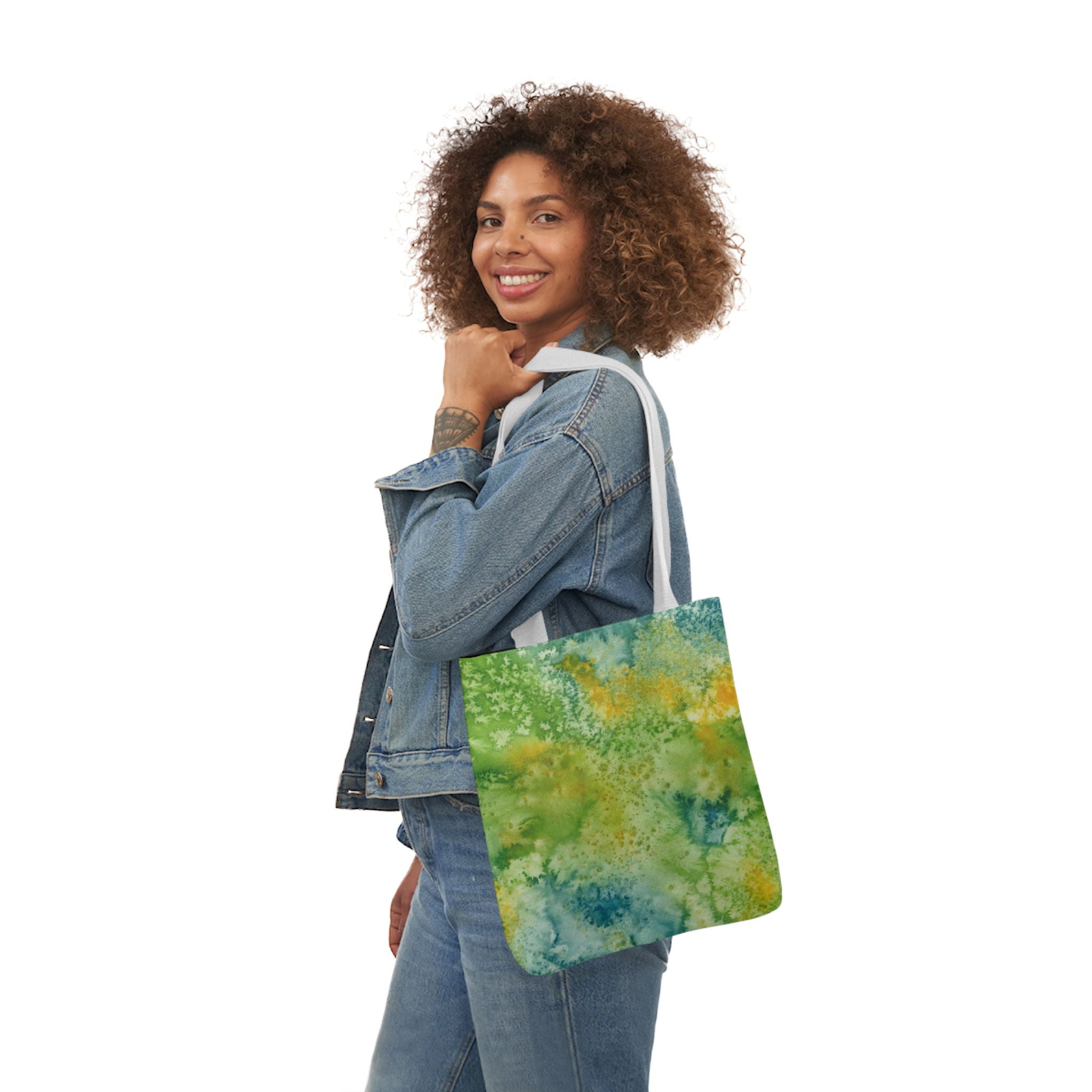 Canvas Tote Bags, Colourful Abstract Designs, 5-Color Straps, 3 Sizes.  For Family and friends or a Special Gift #52 View From Above