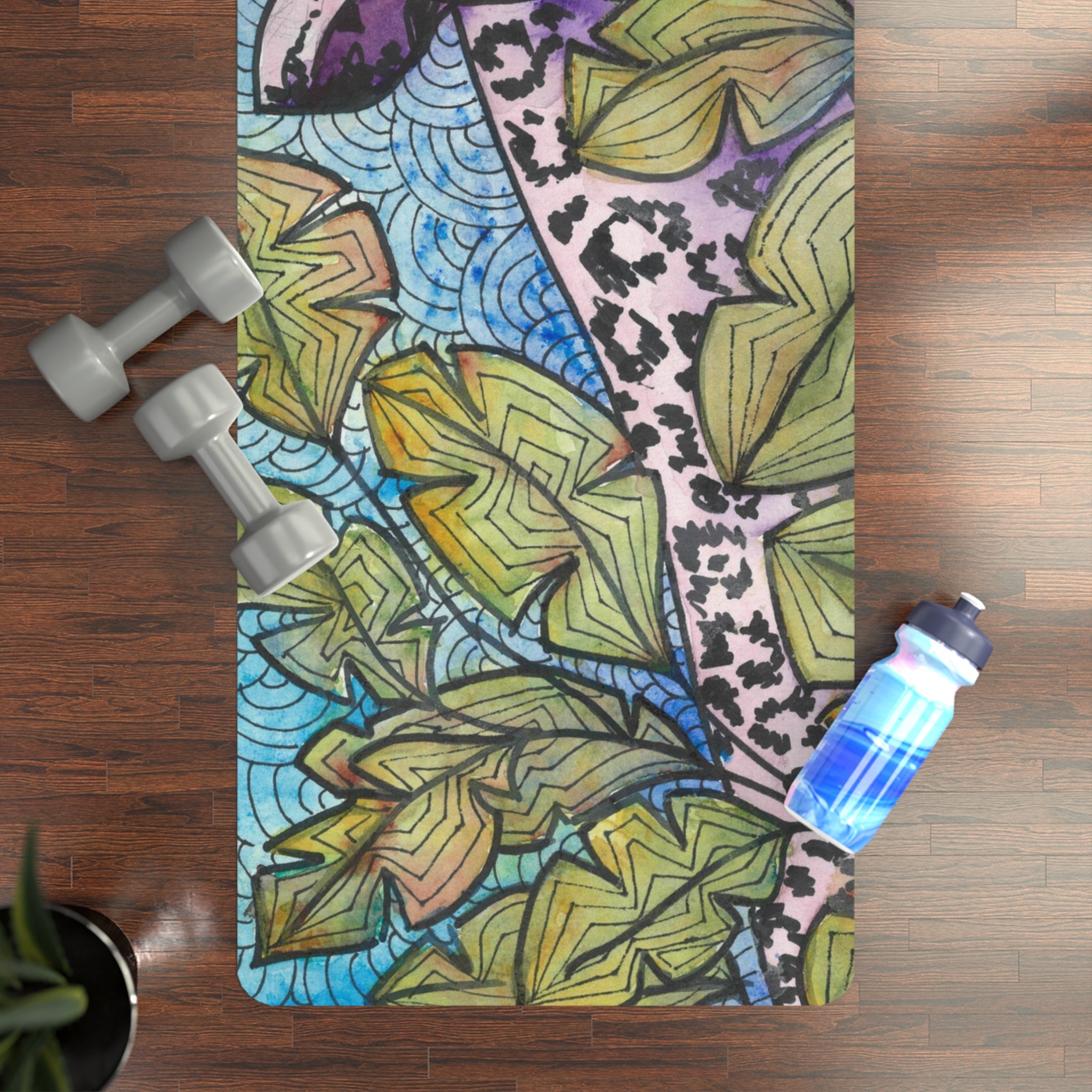 Yoga Mats and Gym Mats. Colourful Abstract Designs. Perfect for Home, Yoga or Gym Class, or a Special Gift #76 Purrfect Blend