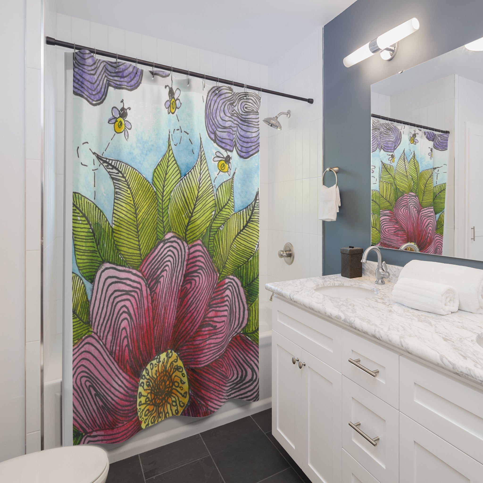 Beautiful Shower Curtains to Refresh Your Bathroom. Colourful Abstract Designs. Perfect For Your Bathroom or Special House-Warming Gift #4 Bloom'n