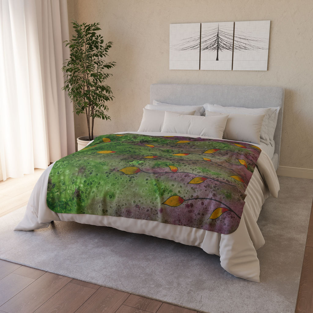 Fleece Throw Blanket, Textured Sherpa Underside, Hemmed, 2 Sizes. Colourful Abstract Design. Perfect for Bedroom, Living Room, or Special Gift #98 HOPE
