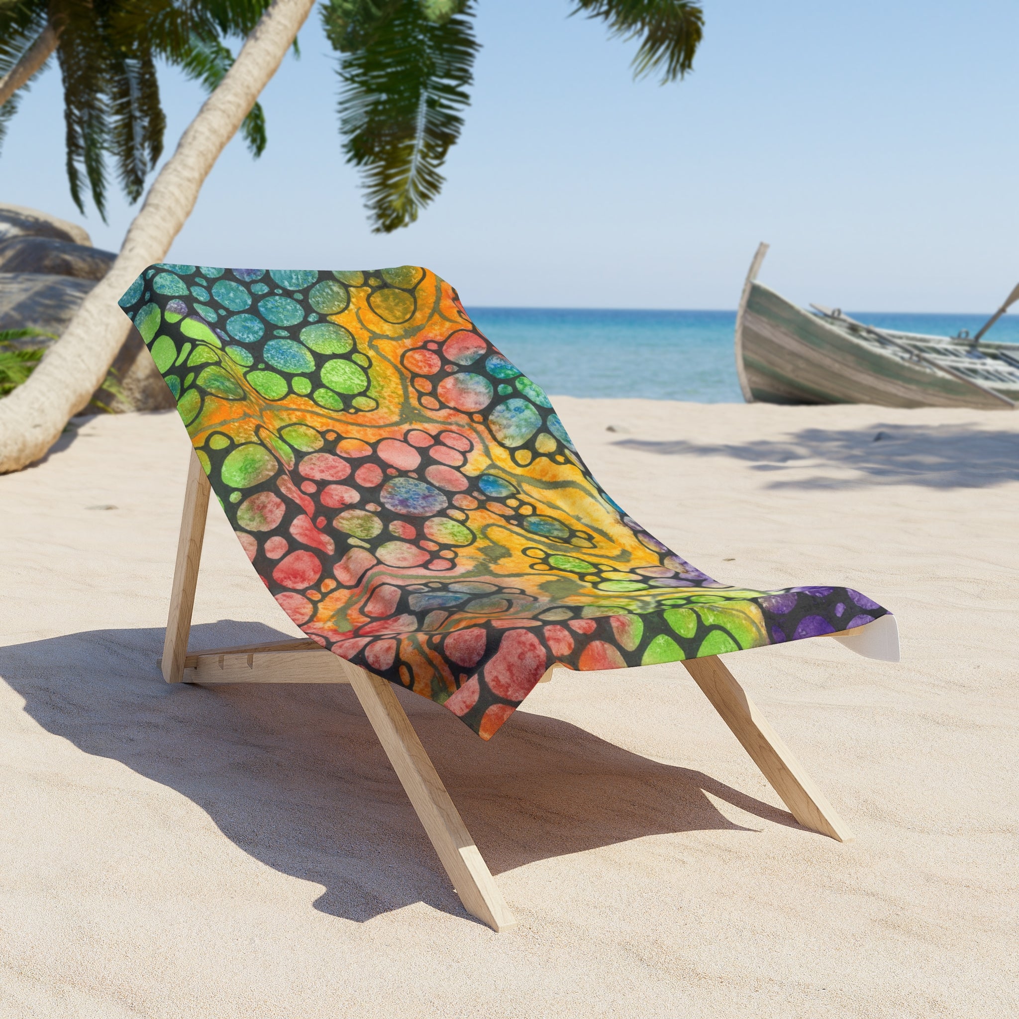 Colourful Abstract Beach Towels, Cotton Loop backing for Durability, 2 Sizes.  For Family and friends or a Special Gift #77 River Of Dreams