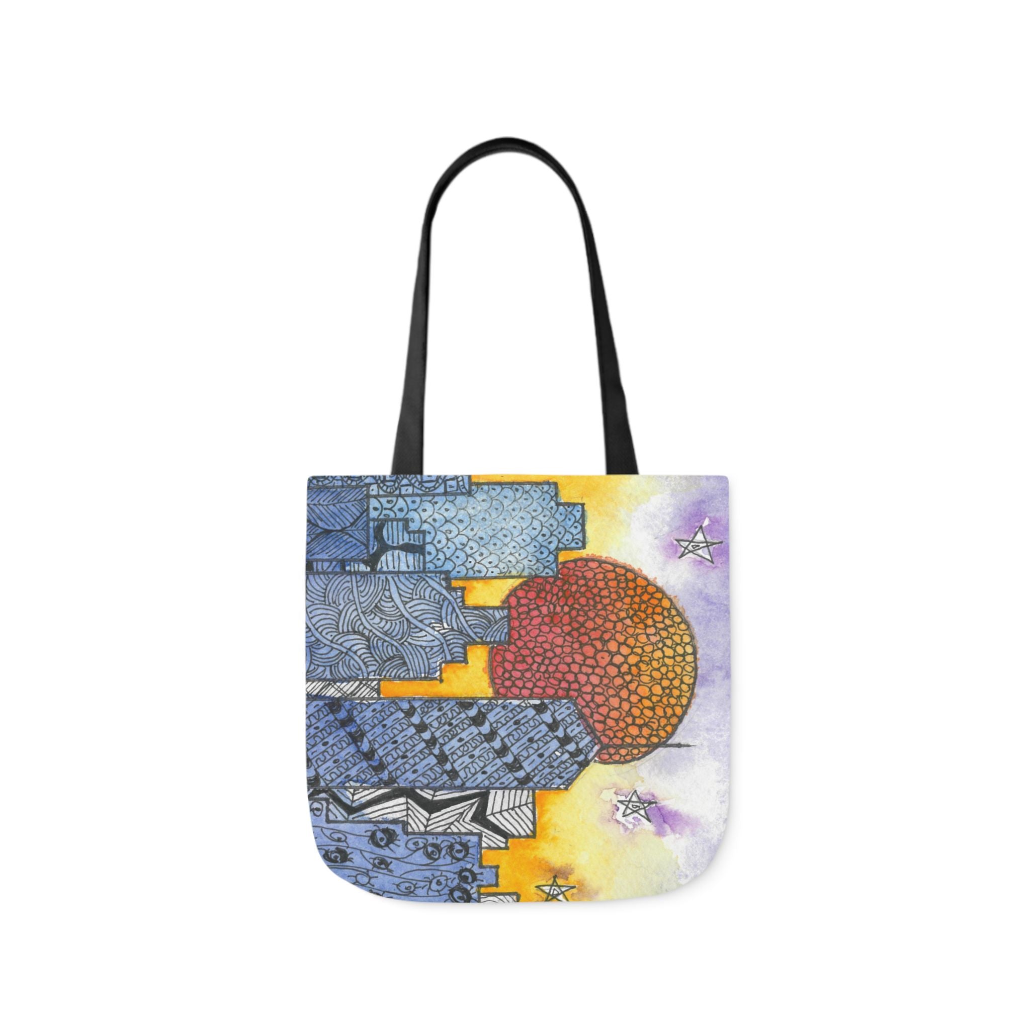 Canvas Tote Bags, Colourful Abstract Designs, 5-Color Straps, 3 Sizes.  For Family and friends or a Special Gift #5 In The Shadows