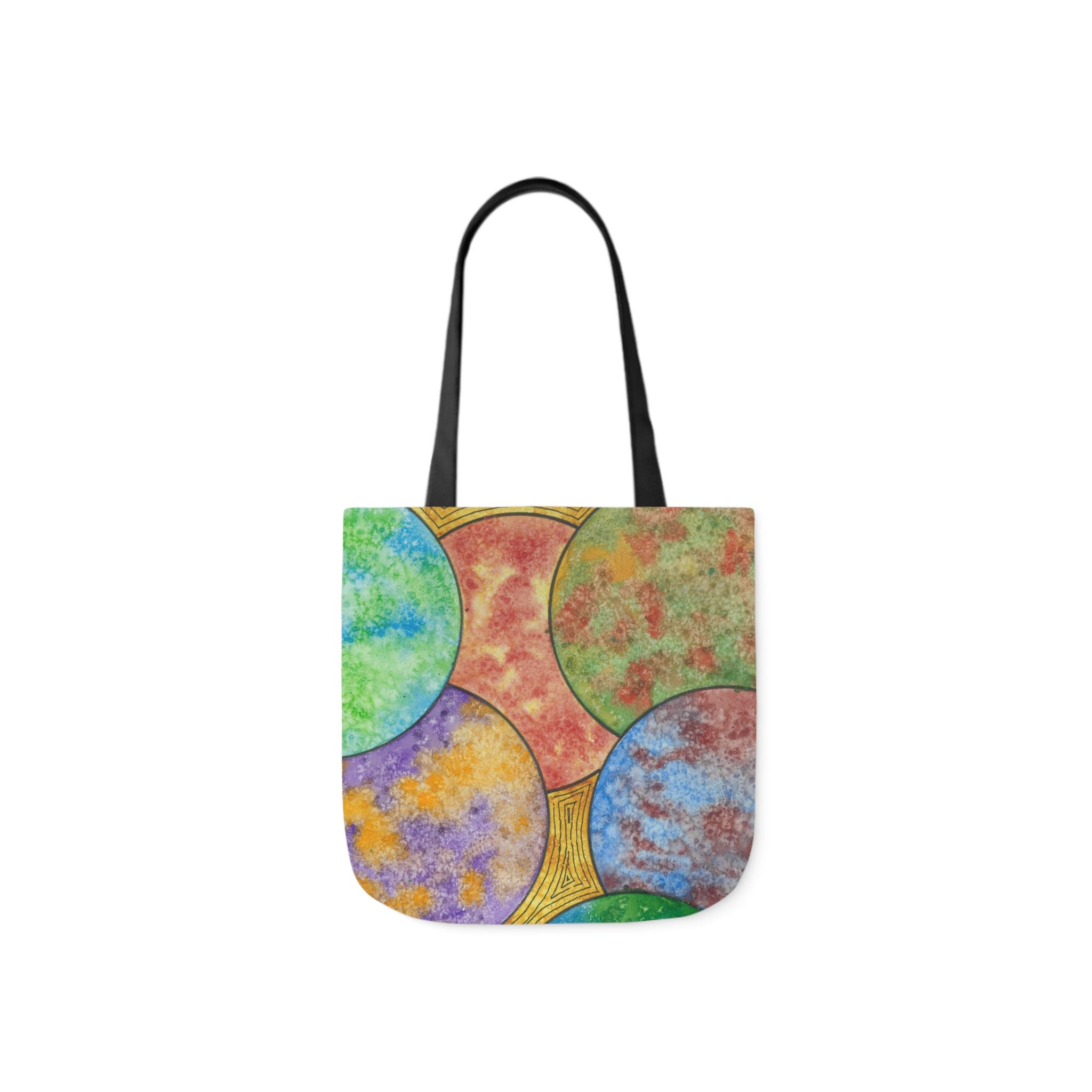 Canvas Tote Bags, Colourful Abstract Designs, 5-Color Straps, 3 Sizes.  For Family and friends or a Special Gift #61 Worlds Apart
