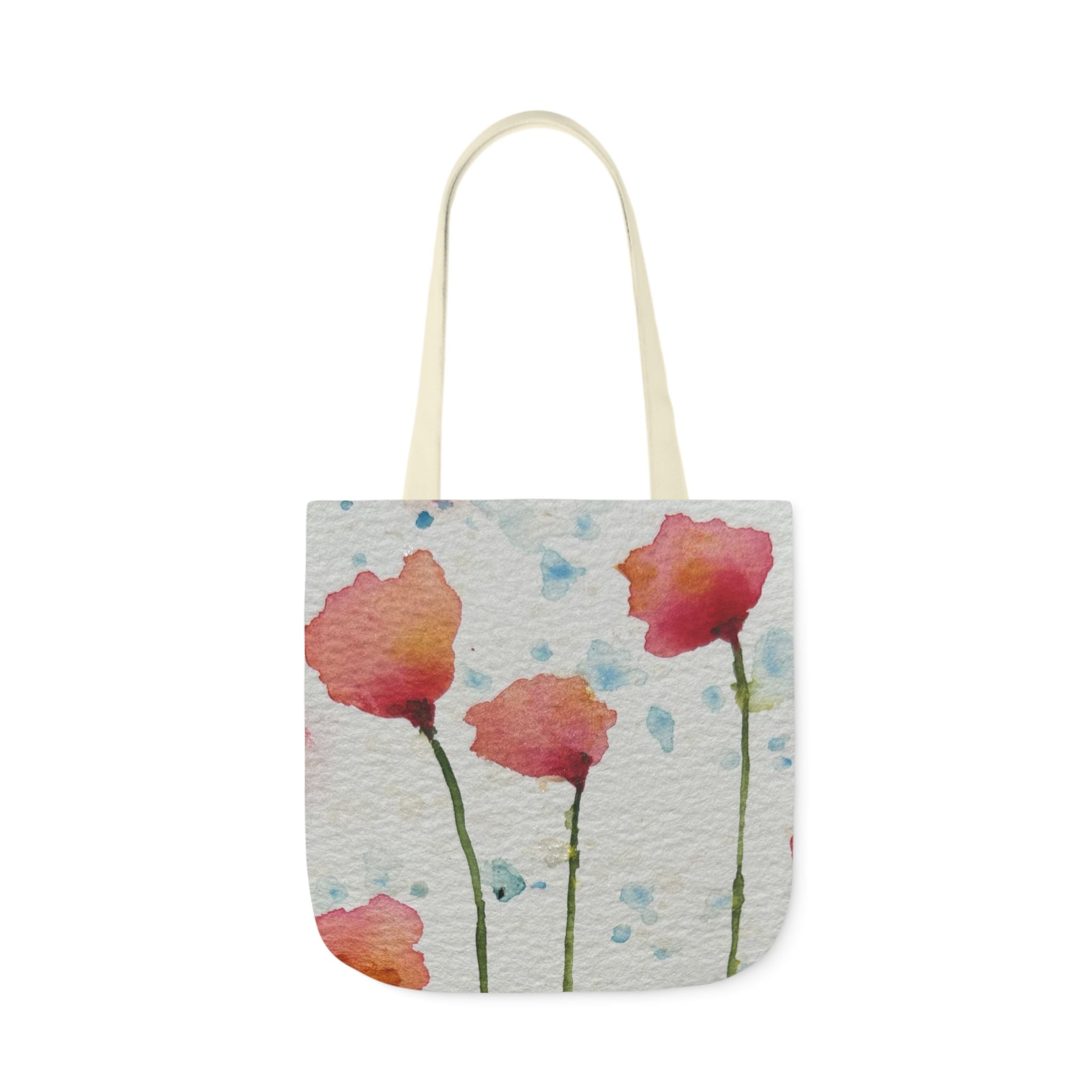 Canvas Tote Bags, Colourful Abstract Designs, 5-Color Straps, 3 Sizes.  For Family and friends or a Special Gift #94 Poppies Galore