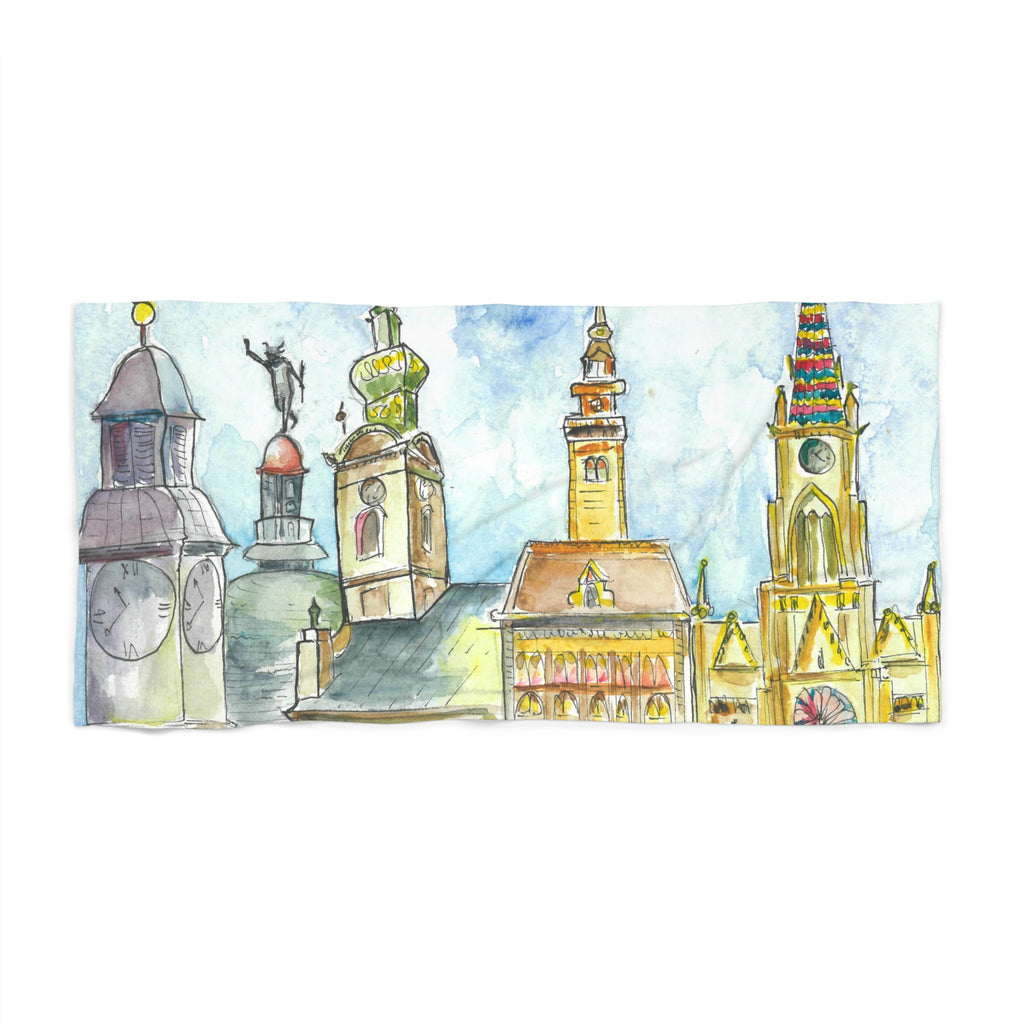 Colourful Abstract Beach Towels, Cotton Loop backing for Durability, 2 Sizes.  For Family and friends or a Special Gift #95 Beautiful Novi Sad