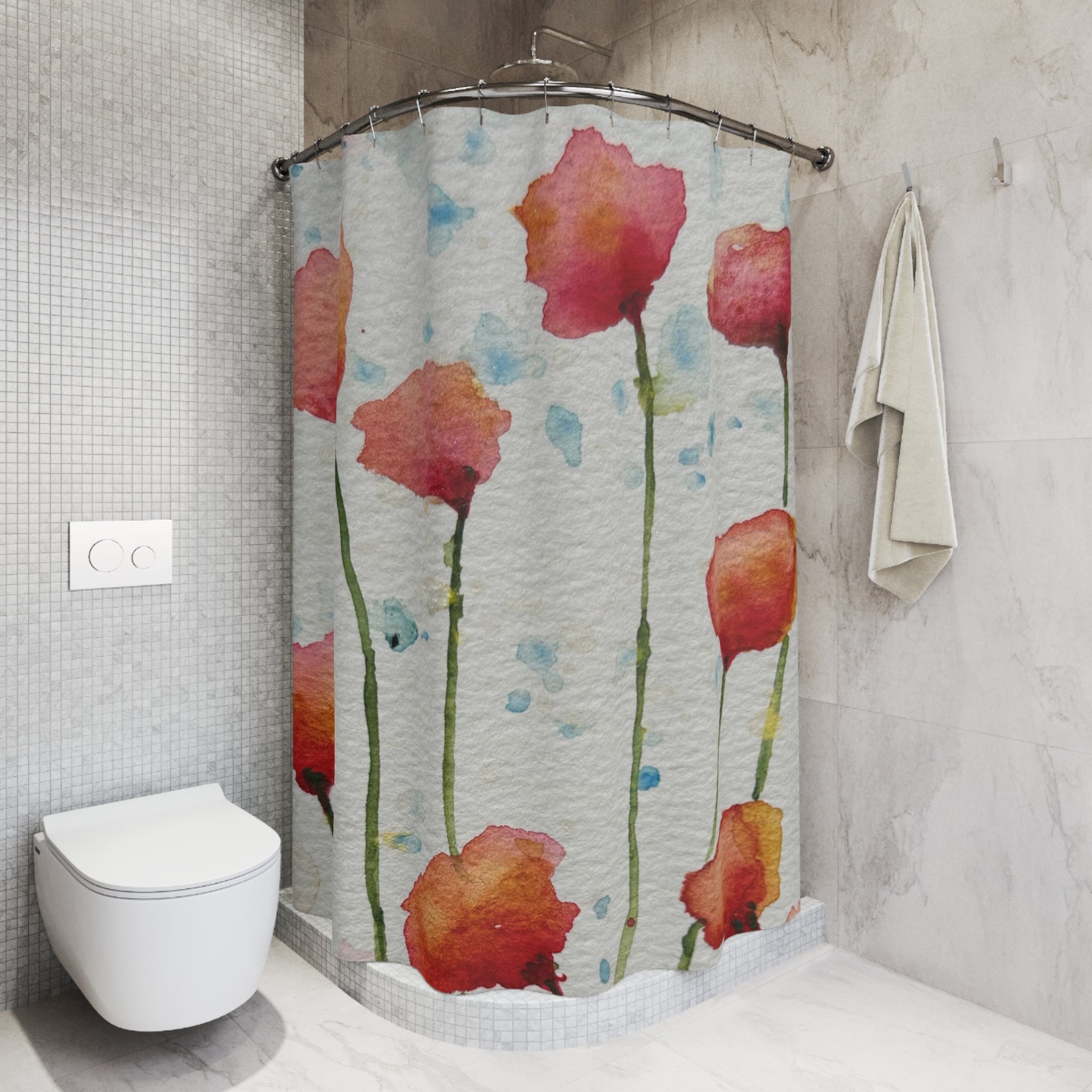 Beautiful Shower Curtains to Refresh Your Bathroom. Colourful Abstract Designs. Perfect For Your Bathroom or Special House-Warming Gift #94 Poppies Galore