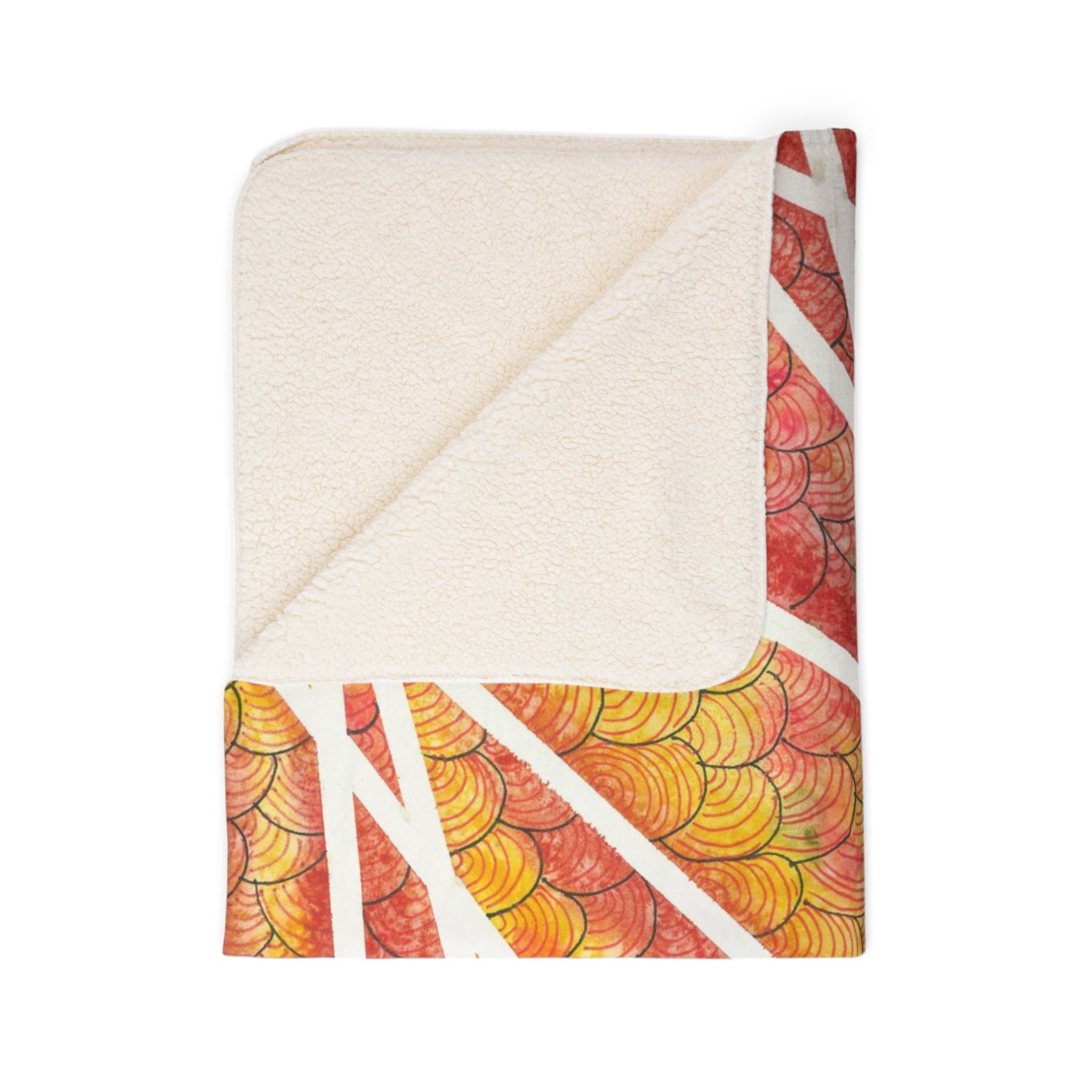 Fleece Throw Blanket, Textured Sherpa Underside, Hemmed, 2 Sizes. Colourful Abstract Design. Perfect for Bedroom, Living Room, or Special Gift #67 Max Mimosa