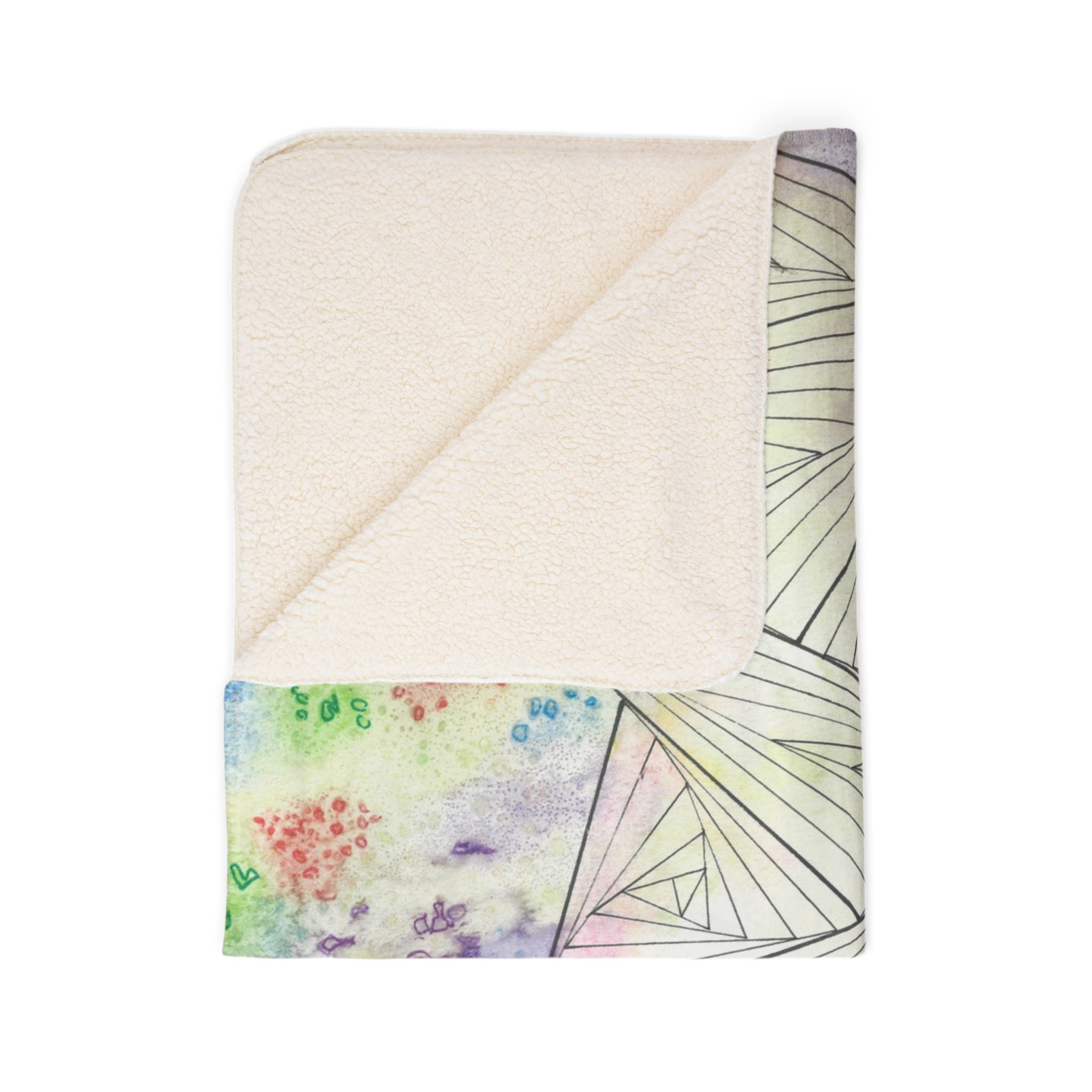 Fleece Throw Blanket, Textured Sherpa Underside, Hemmed, 2 Sizes. Colourful Abstract Design. Perfect for Bedroom, Living Room, or Special Gift #59 Your Choice