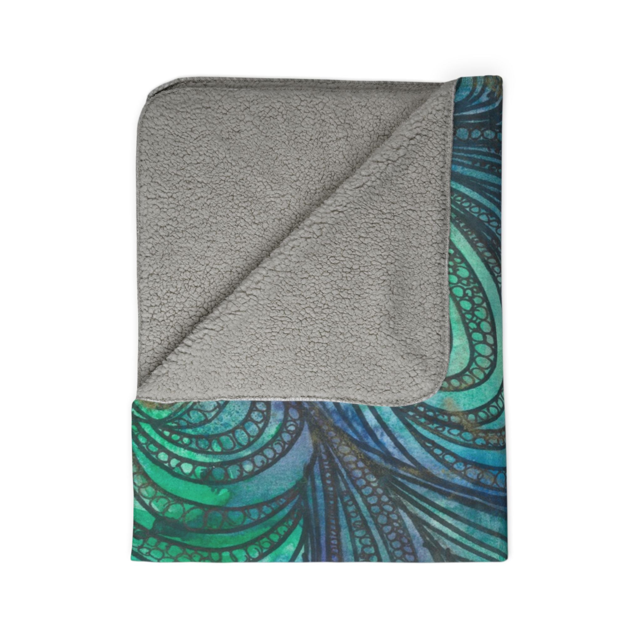 Fleece Throw Blanket, Textured Sherpa Underside, Hemmed, 2 Sizes. Colourful Abstract Design. Perfect for Bedroom, Living Room, or Special Gift #71 Call Of The Sea