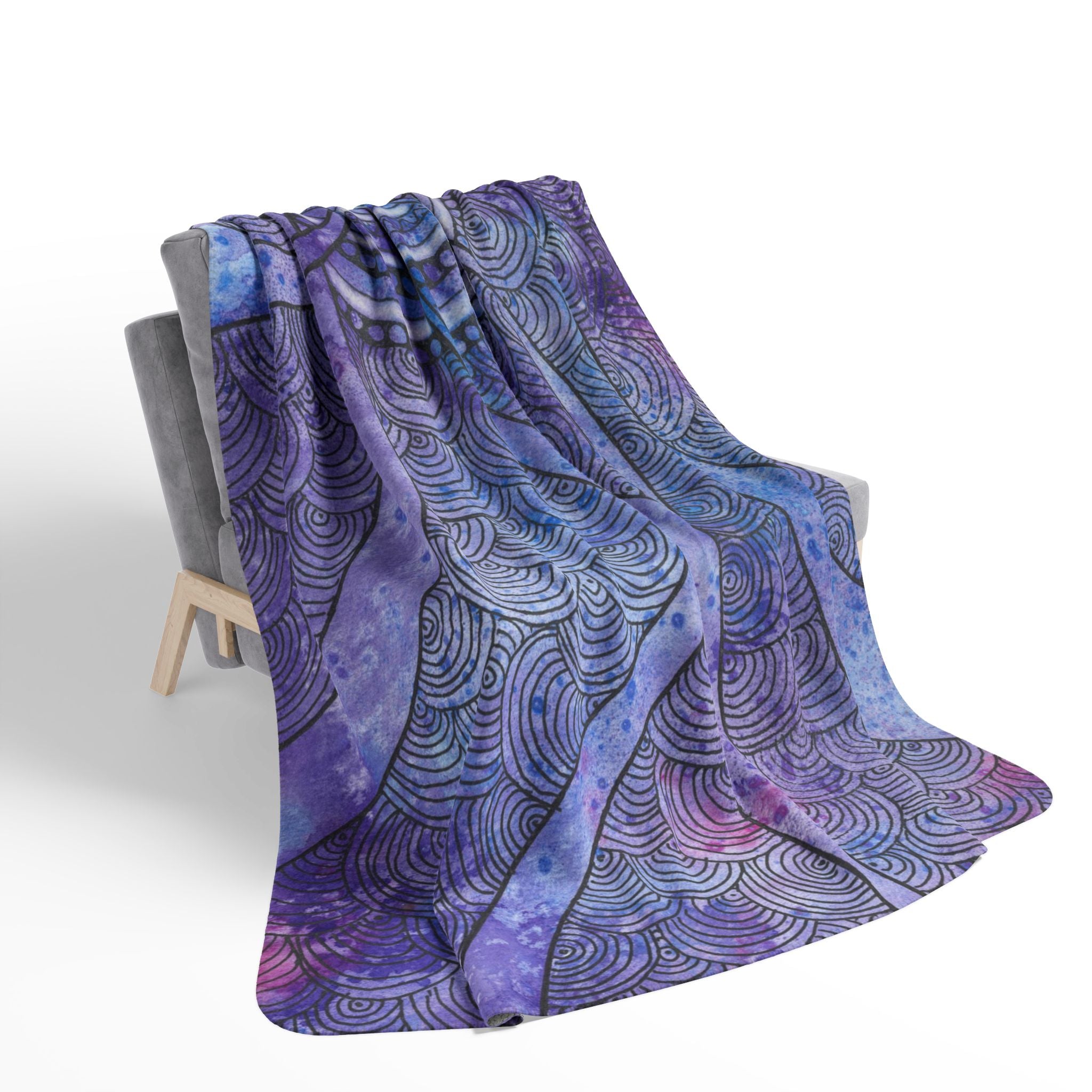 Fleece Throw Blanket, Textured Sherpa Underside, Hemmed, 2 Sizes. Colourful Abstract Design. Perfect for Bedroom, Living Room, or Special Gift #56 The Way Home