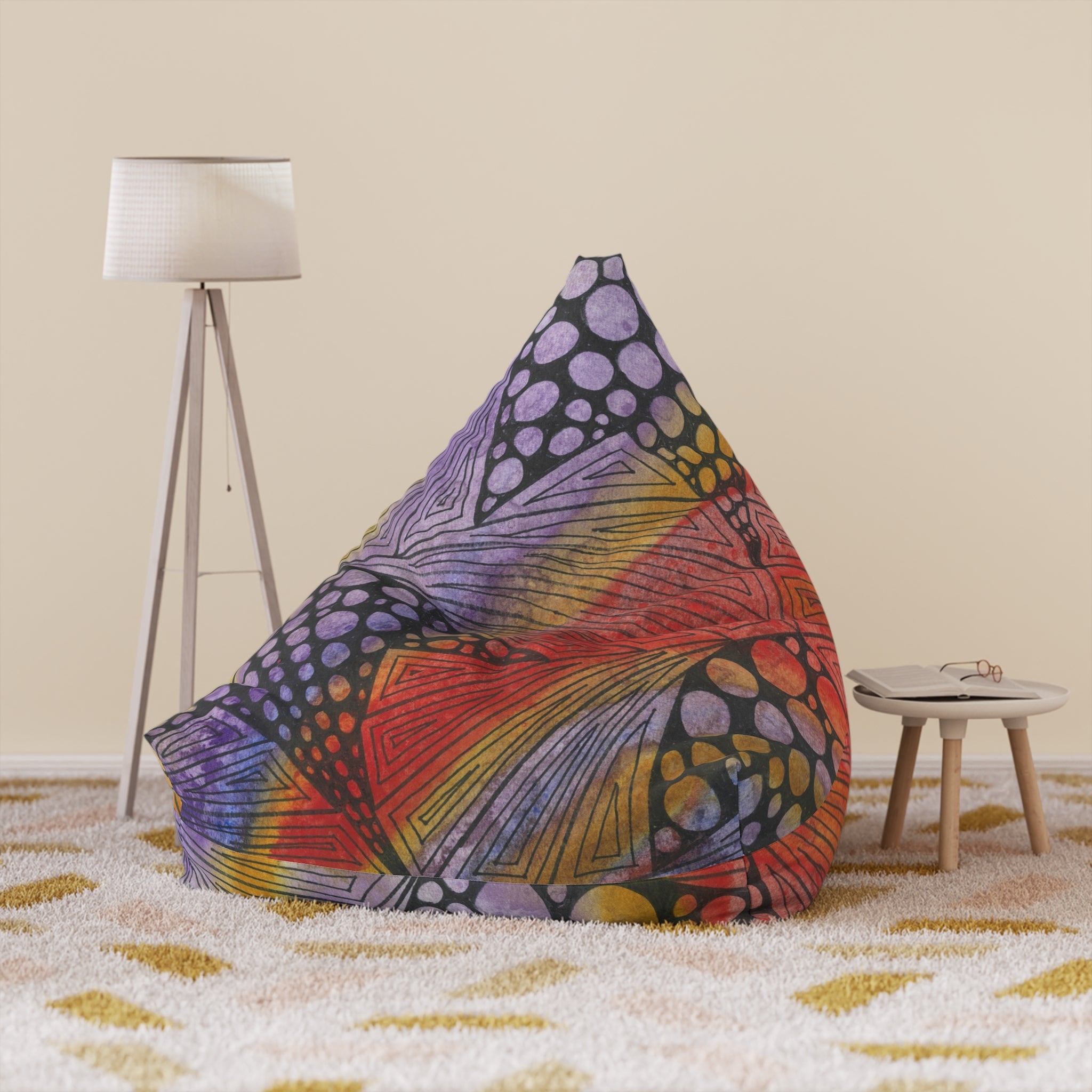 Bean Bag Chair Covers For Indoor & Outdoor - 2 Sizes - Exciting Abstract Design #82 Fighting Delusions