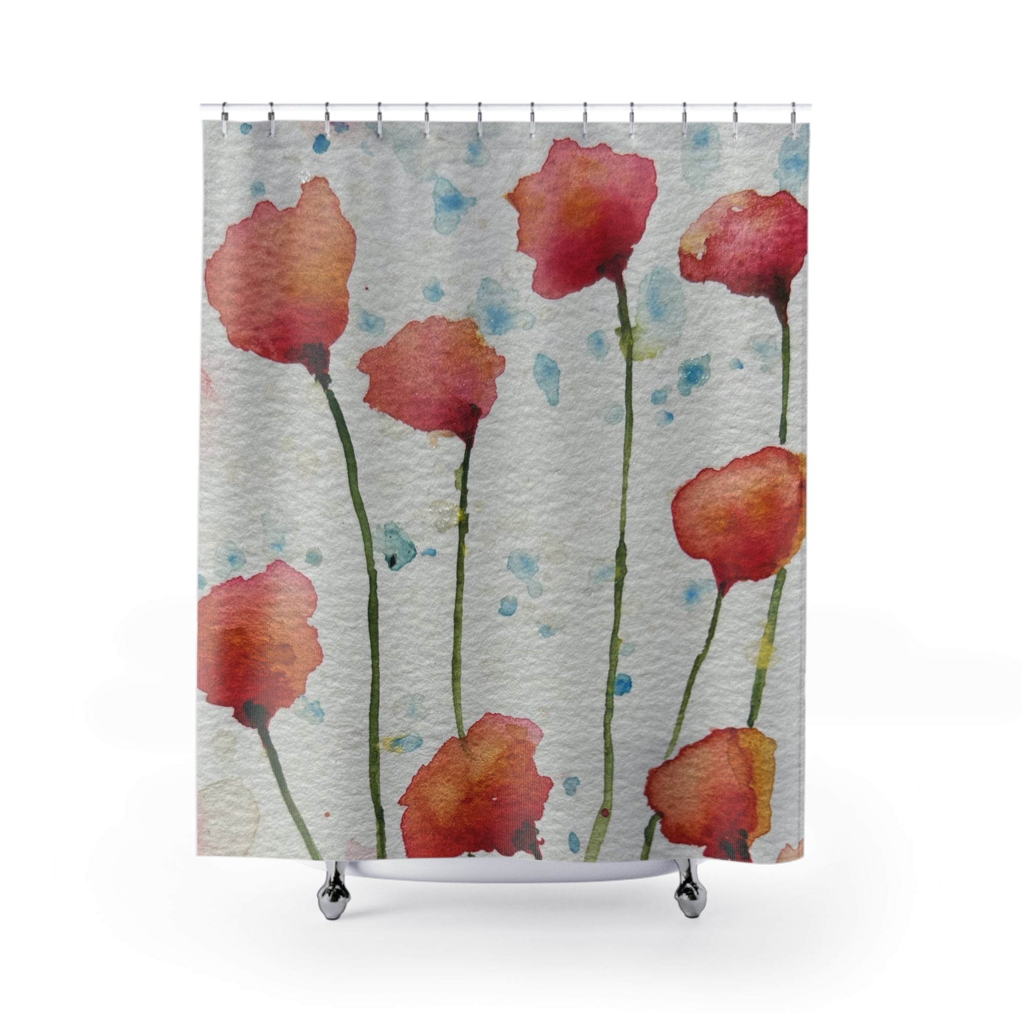 Beautiful Shower Curtains to Refresh Your Bathroom. Colourful Abstract Designs. Perfect For Your Bathroom or Special House-Warming Gift #94 Poppies Galore