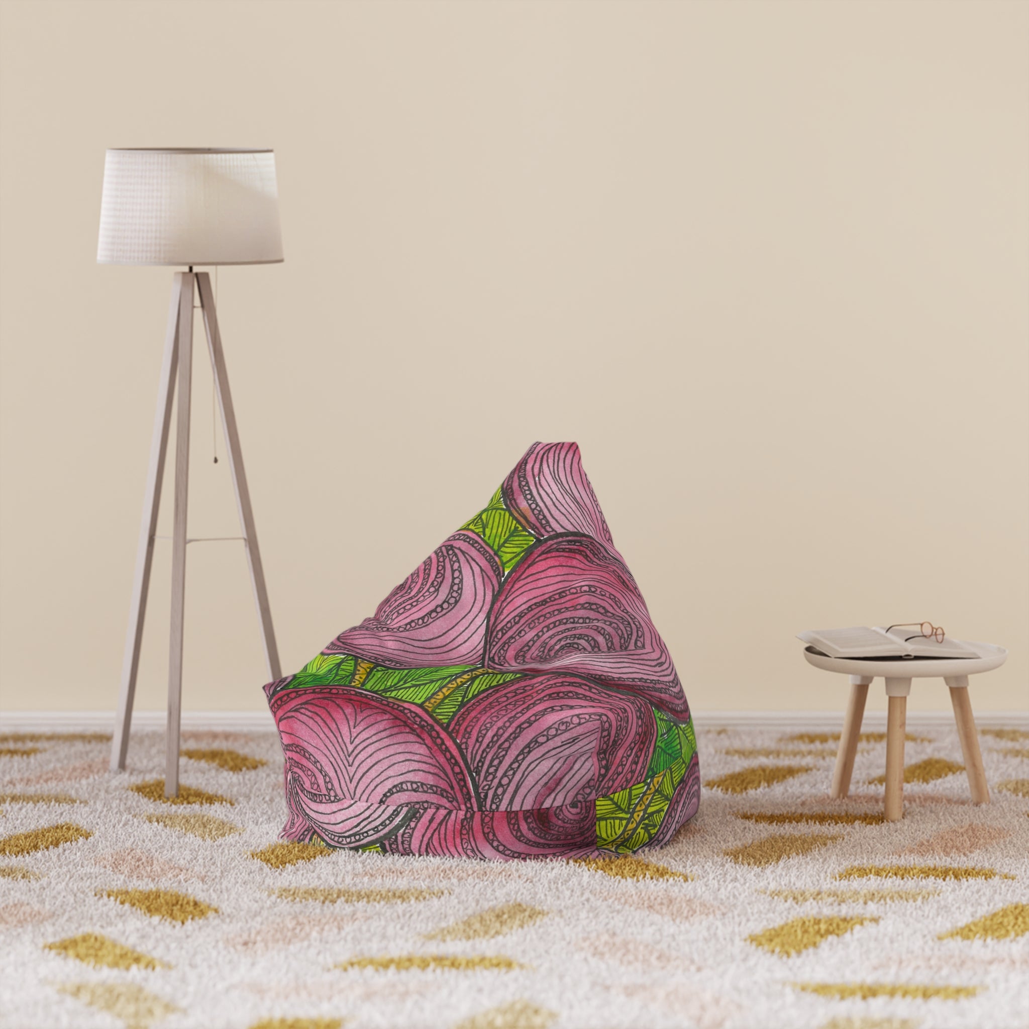 Bean Bag Chair Covers For Indoor & Outdoor - 2 Sizes - Exciting Abstract Design #9 Spaced Blossoms