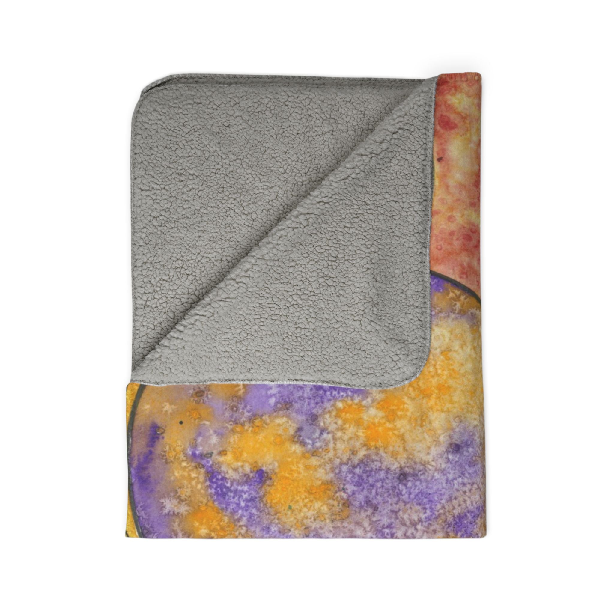 Fleece Throw Blanket, Textured Sherpa Underside, Hemmed, 2 Sizes. Colourful Abstract Design. Perfect for Bedroom, Living Room, or Special Gift #61 Worlds Apart