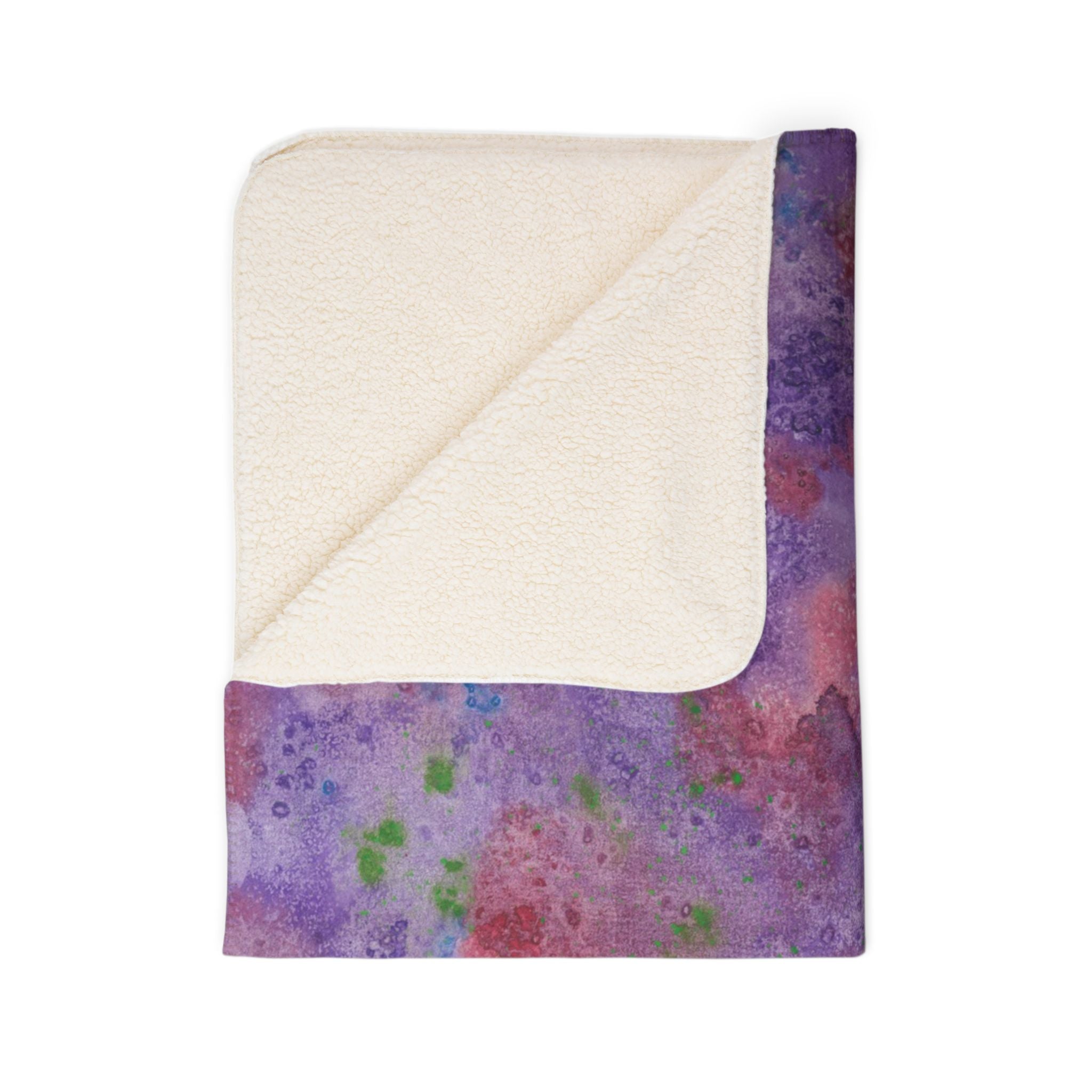 Fleece Throw Blanket, Textured Sherpa Underside, Hemmed, 2 Sizes. Colourful Abstract Design. Perfect for Bedroom, Living Room, or Special Gift #62 Resolutions