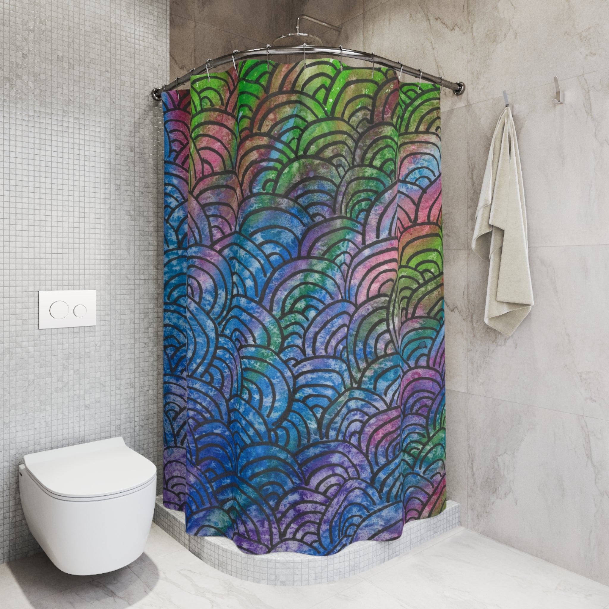 Beautiful Shower Curtains to Refresh Your Bathroom. Colourful Abstract Designs. Perfect For Your Bathroom or Special House-Warming Gift #84 Ah The Past