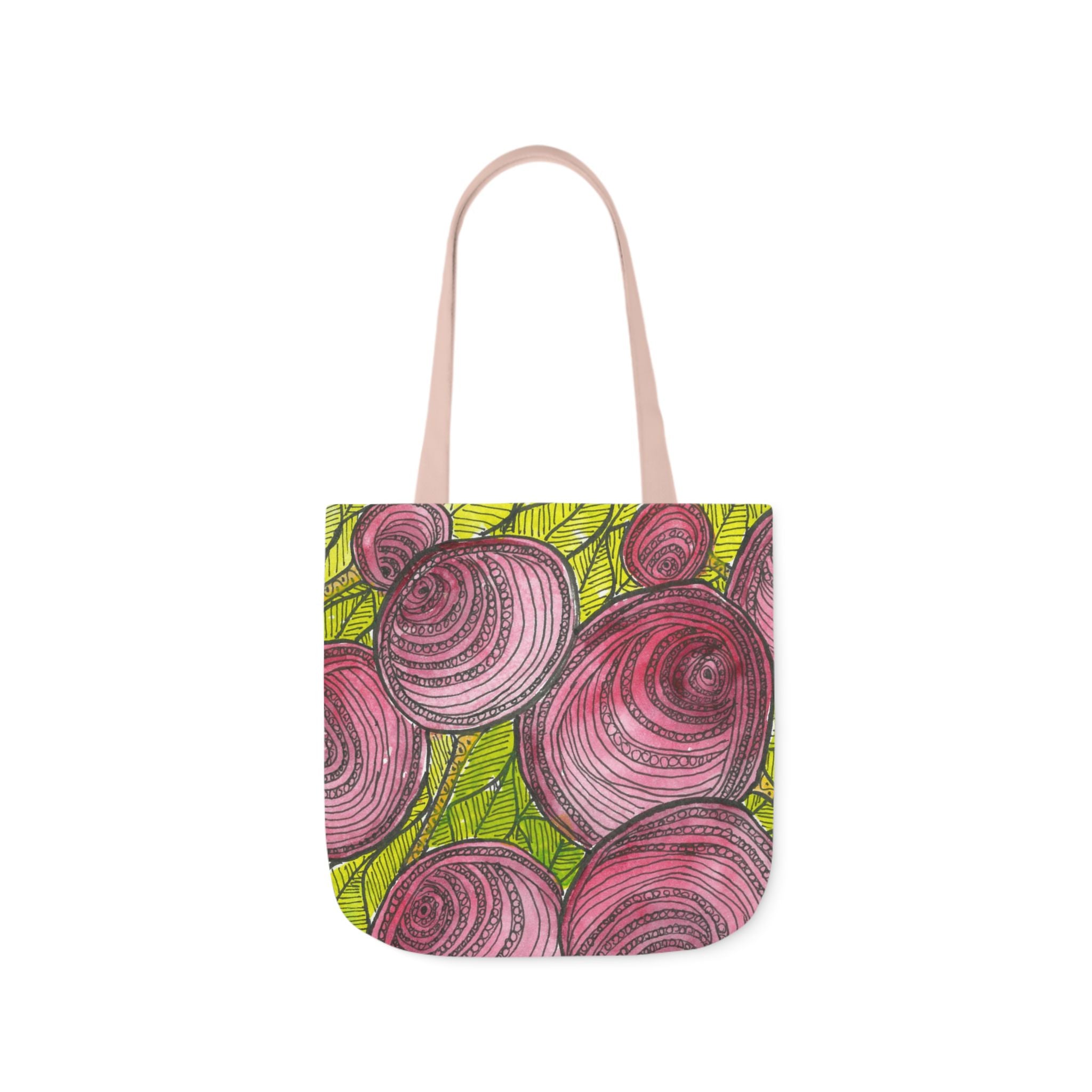 Canvas Tote Bags, Colourful Abstract Designs, 5-Color Straps, 3 Sizes.  For Family and friends or a Special Gift #9 Spaced Blossoms