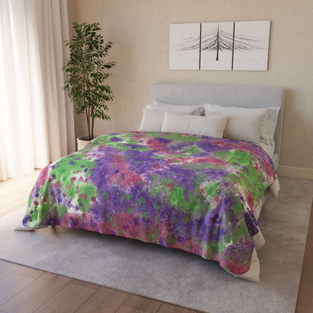 Fleece Throw Blanket, Textured Sherpa Underside, Hemmed, 2 Sizes. Colourful Abstract Design. Perfect for Bedroom, Living Room, or Special Gift #100 Immortal Being
