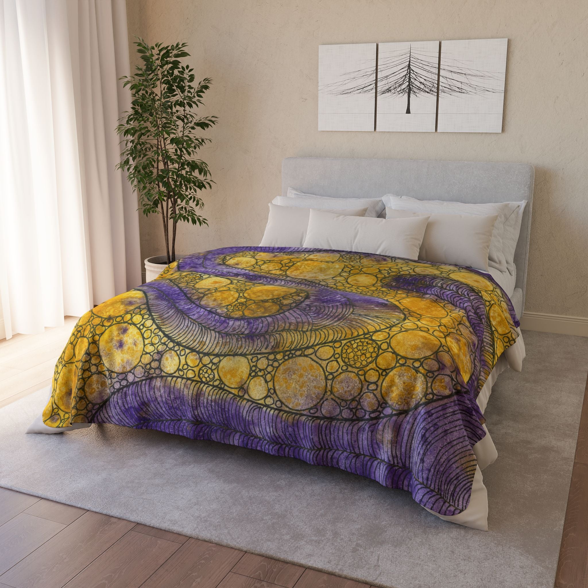 Fleece Throw Blanket, Textured Sherpa Underside, Hemmed, 2 Sizes. Colourful Abstract Design. Perfect for Bedroom, Living Room, or Special Gift #64 Is Now A Good Time