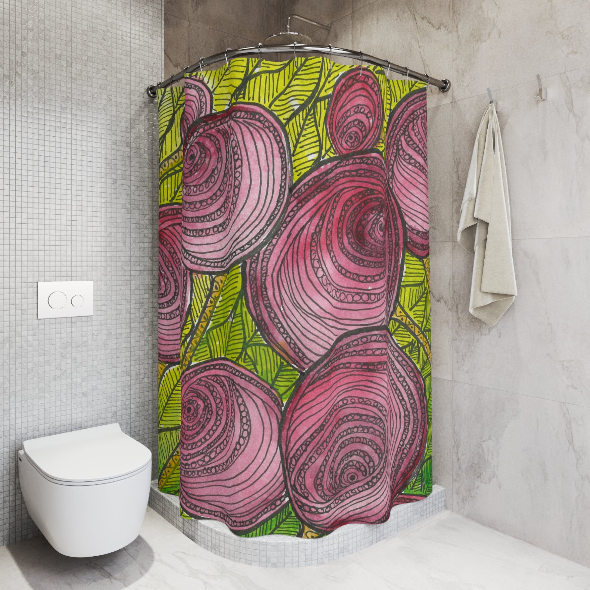 Beautiful Shower Curtains to Refresh Your Bathroom. Colourful Abstract Designs. Perfect For Your Bathroom or Special House-Warming Gift #9 Spaced Blossoms