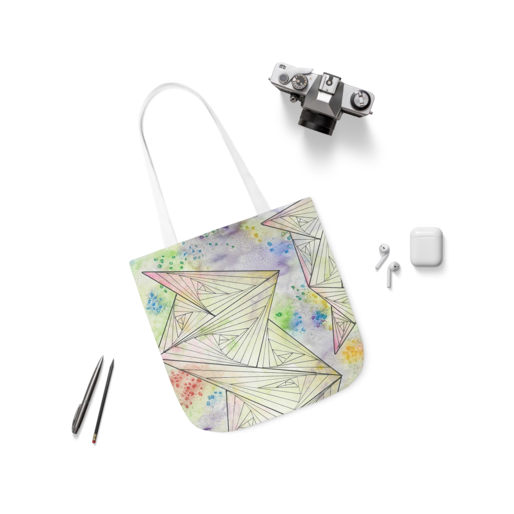 Canvas Tote Bags, Colourful Abstract Designs, 5-Color Straps, 3 Sizes.  For Family and friends or a Special Gift #59 Your Choice
