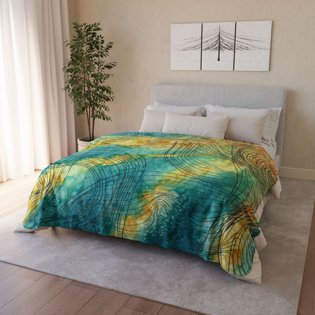 Fleece Throw Blanket, Textured Sherpa Underside, Hemmed, 2 Sizes. Colourful Abstract Design. Perfect for Bedroom, Living Room, or Special Gift #81 The Only Way Is Up