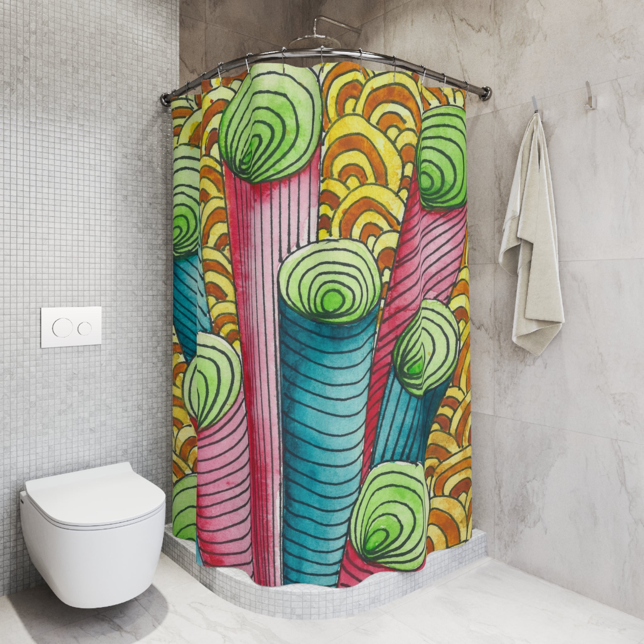 Beautiful Shower Curtains to Refresh Your Bathroom. Colourful Abstract Designs. Perfect For Your Bathroom or Special House-Warming Gift #93 On A Mission