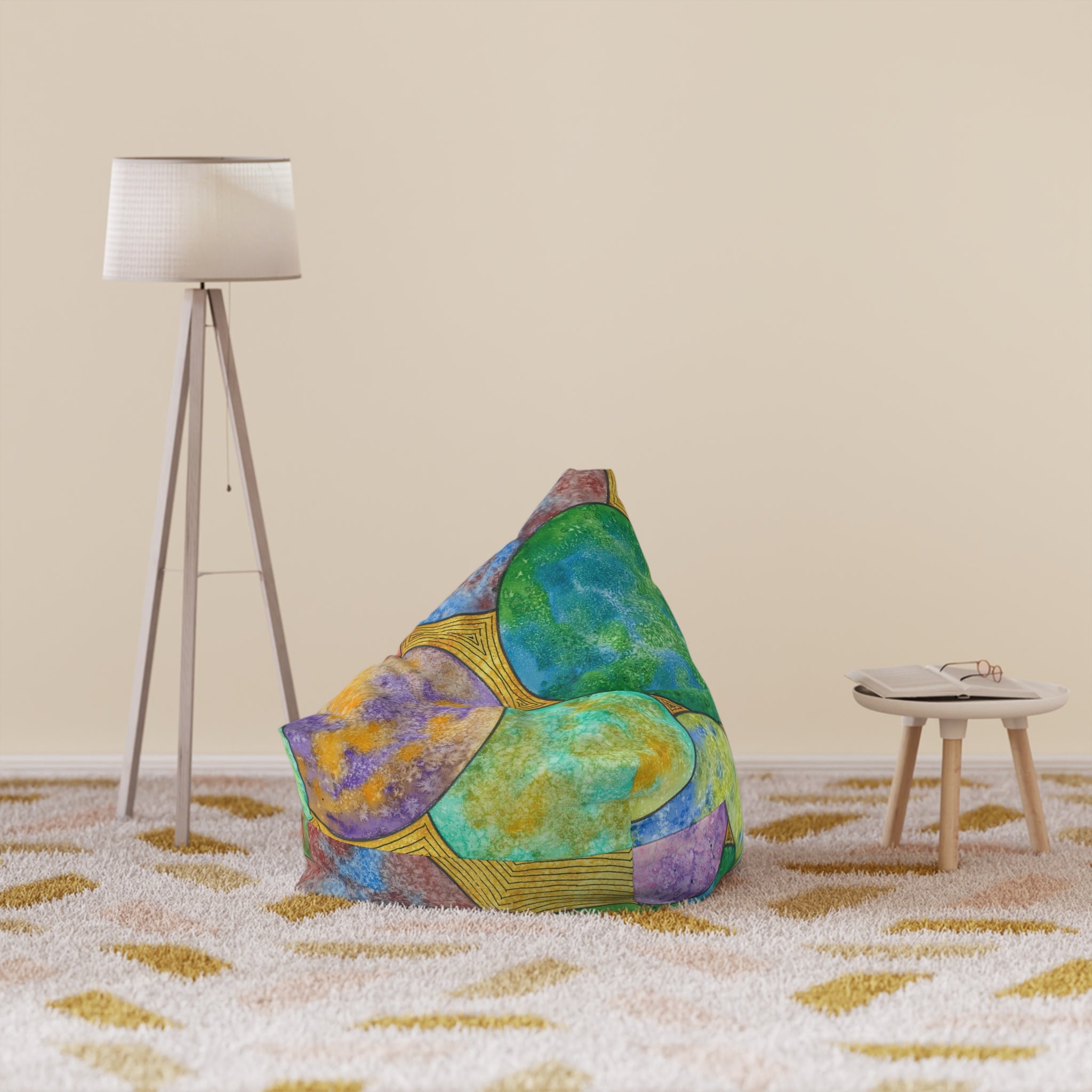 Bean Bag Chair Covers For Indoor & Outdoor - 2 Sizes - Exciting Abstract Design #61 Worlds Apart