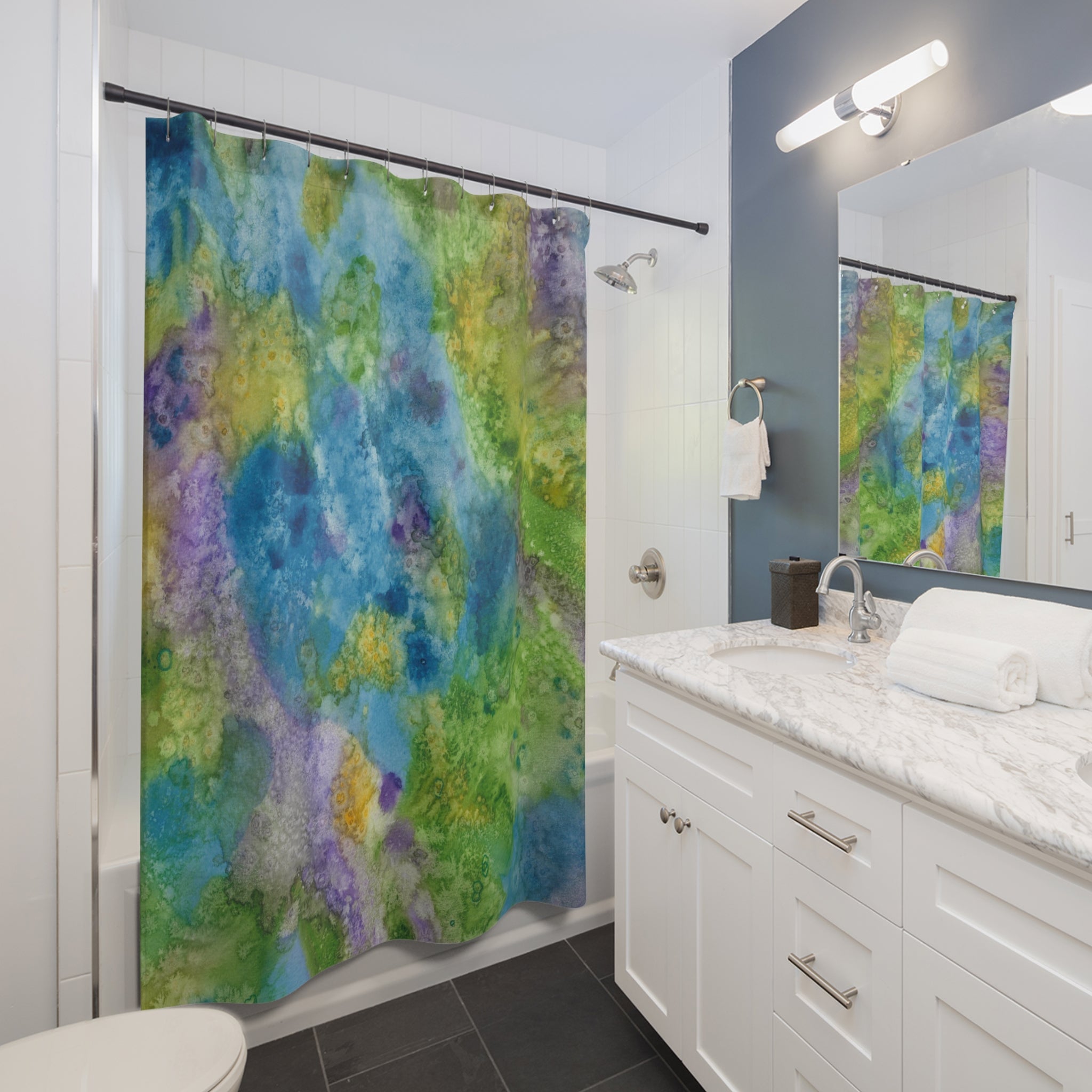 Beautiful Shower Curtains to Refresh Your Bathroom. Colourful Abstract Designs. Perfect For Your Bathroom or Special House-Warming Gift #60 Happy Holidays