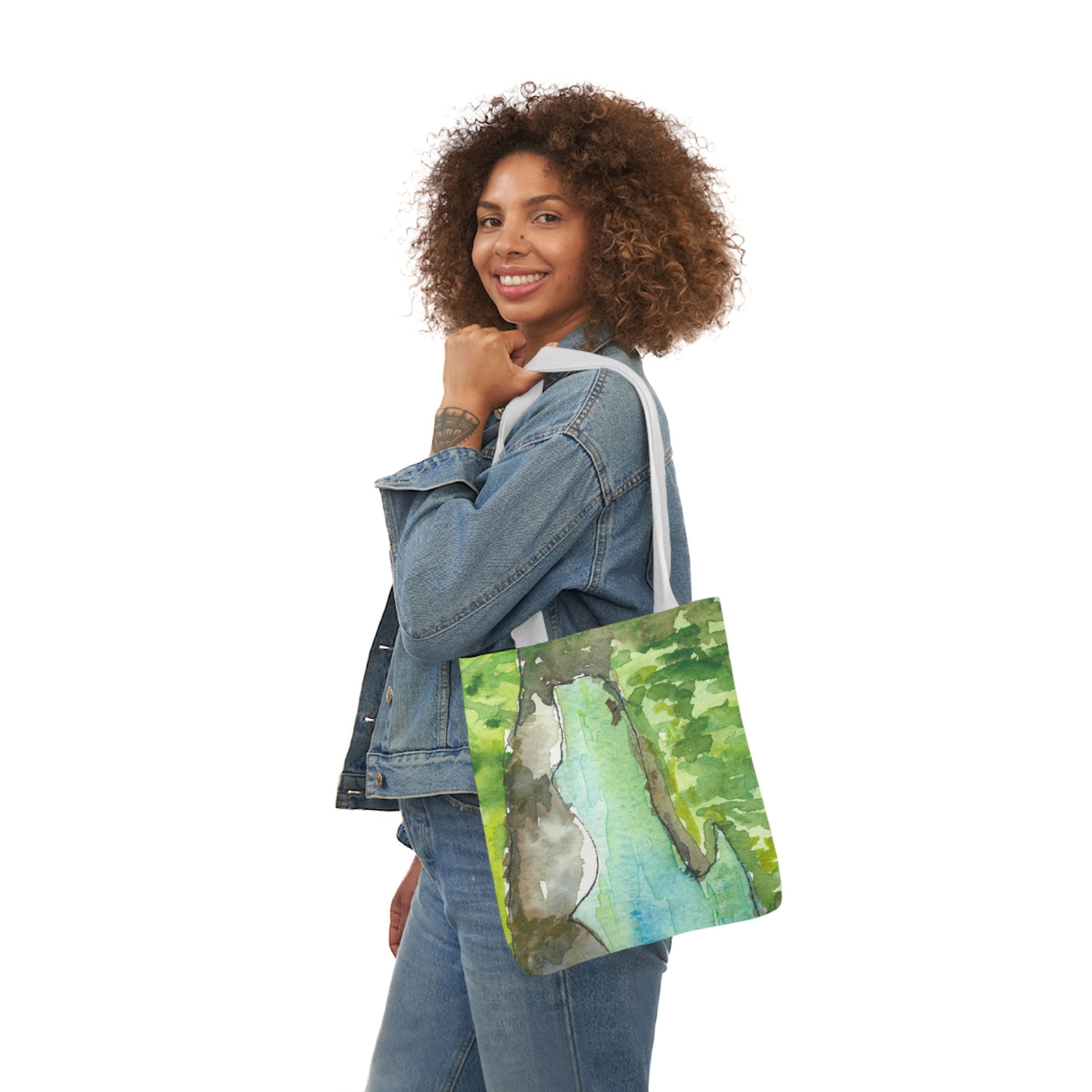 Canvas Tote Bags, Colourful Abstract Designs, 5-Color Straps, 3 Sizes.  For Family and friends or a Special Gift #88 Tara River