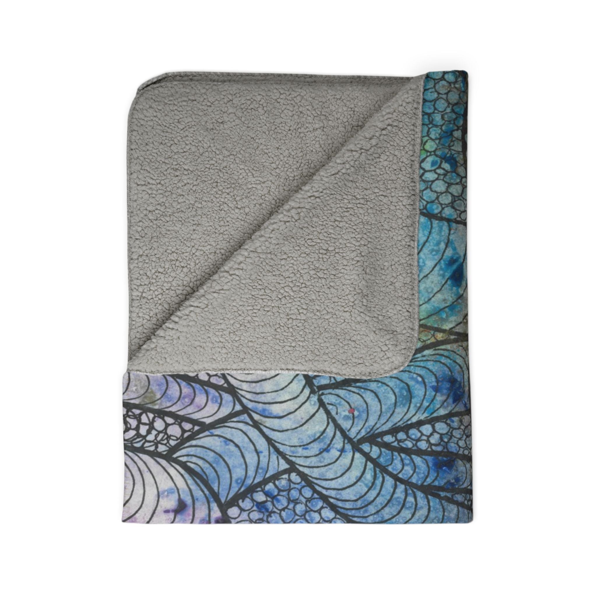 Fleece Throw Blanket, Textured Sherpa Underside, Hemmed, 2 Sizes. Colourful Abstract Design. Perfect for Bedroom, Living Room, or Special Gift #72 After The End