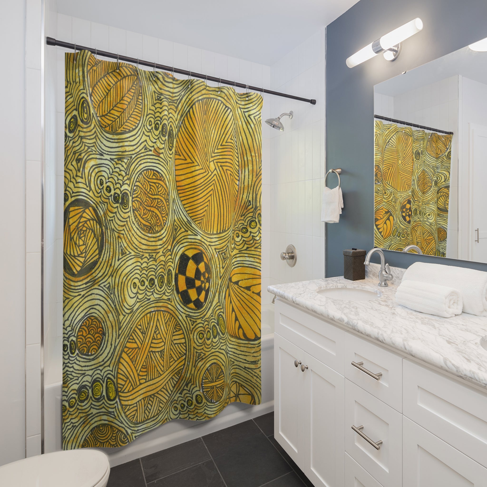 Beautiful Shower Curtains to Refresh Your Bathroom. Colourful Abstract Designs. Perfect For Your Bathroom or Special House-Warming Gift #38 The Conversationalist
