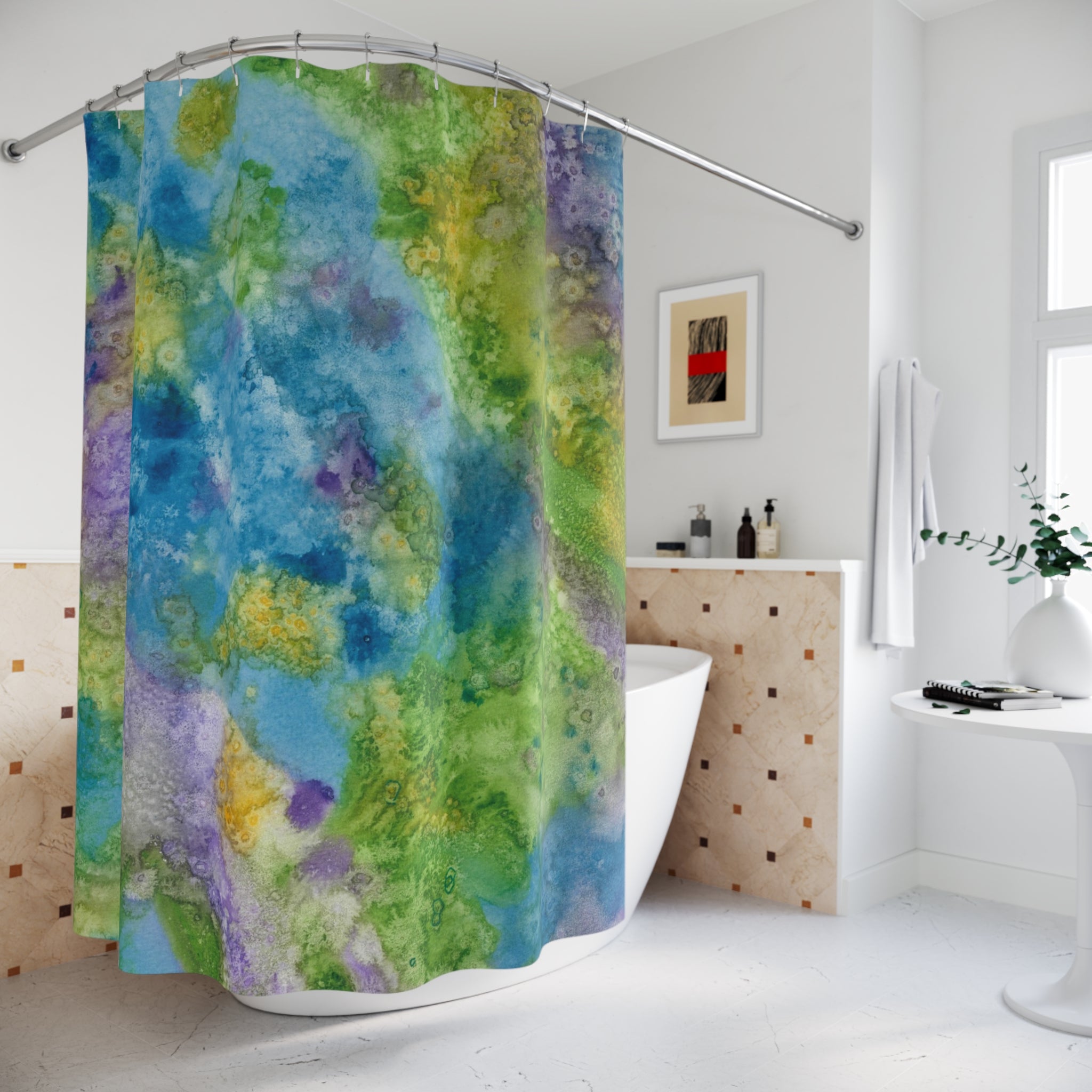 Beautiful Shower Curtains to Refresh Your Bathroom. Colourful Abstract Designs. Perfect For Your Bathroom or Special House-Warming Gift #60 Happy Holidays