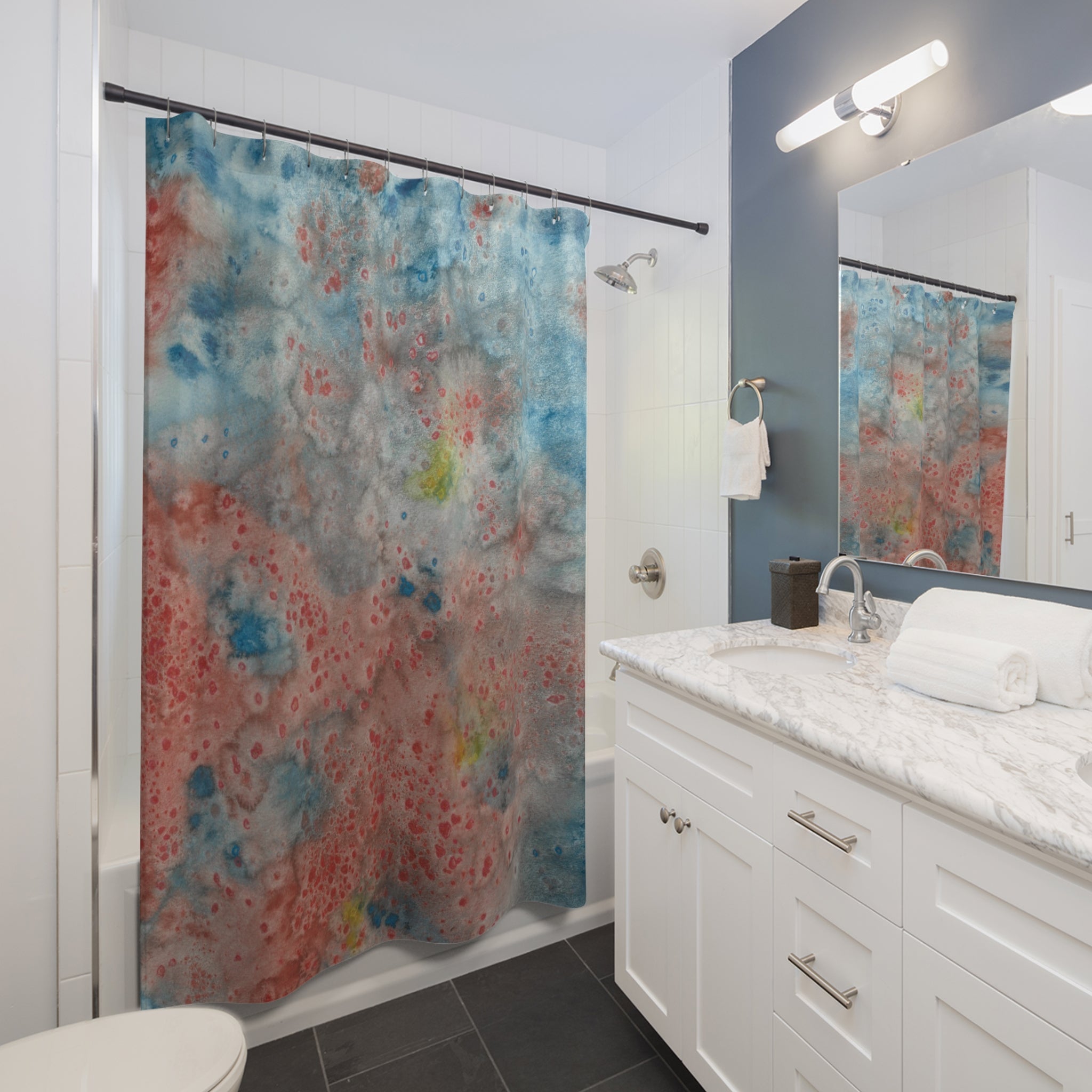Beautiful Shower Curtains to Refresh Your Bathroom. Colourful Abstract Designs. Perfect For Your Bathroom or Special House-Warming Gift #53 The Reef