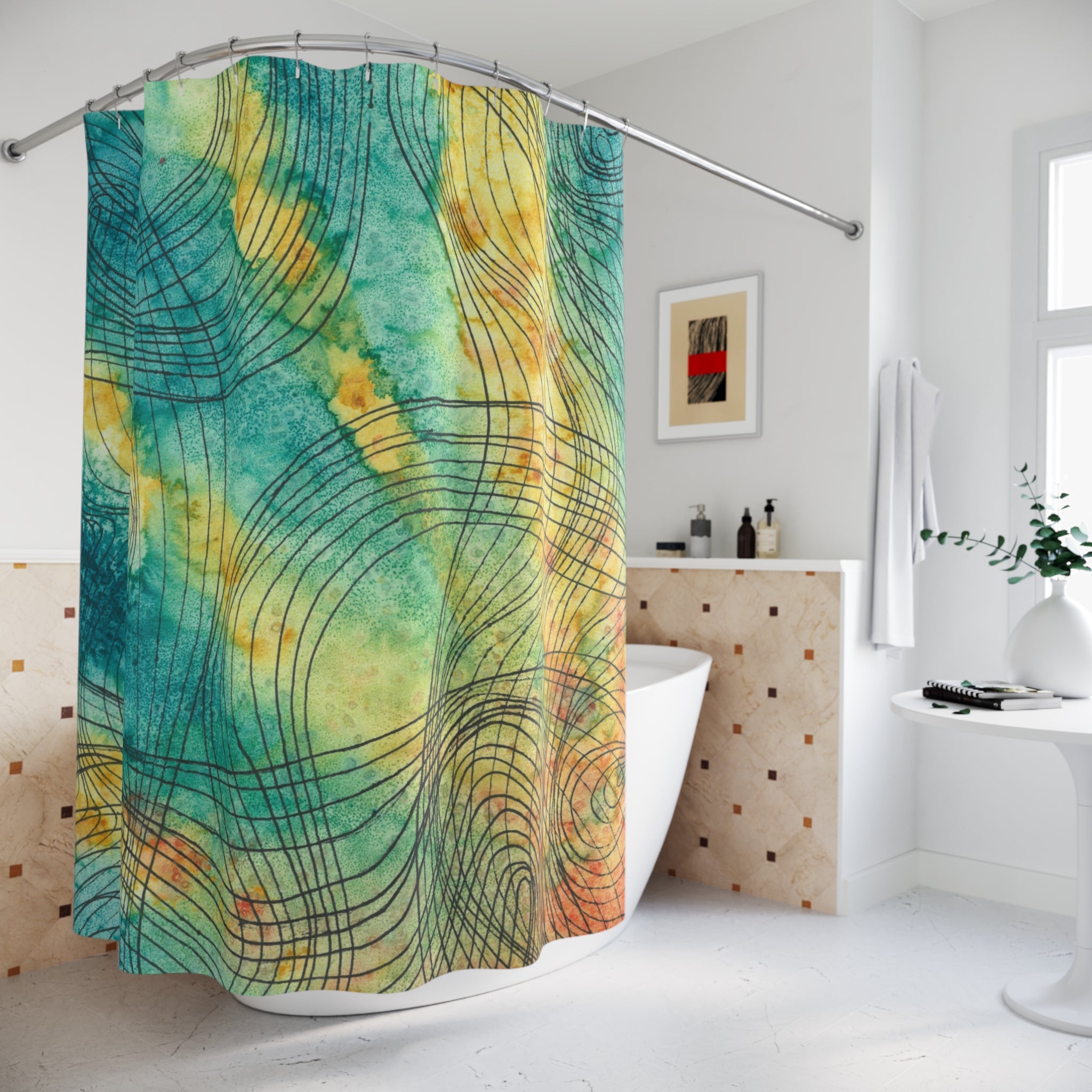 Beautiful Shower Curtains to Refresh Your Bathroom. Colourful Abstract Designs. Perfect For Your Bathroom or Special House-Warming Gift #81 The Only Way Is Up