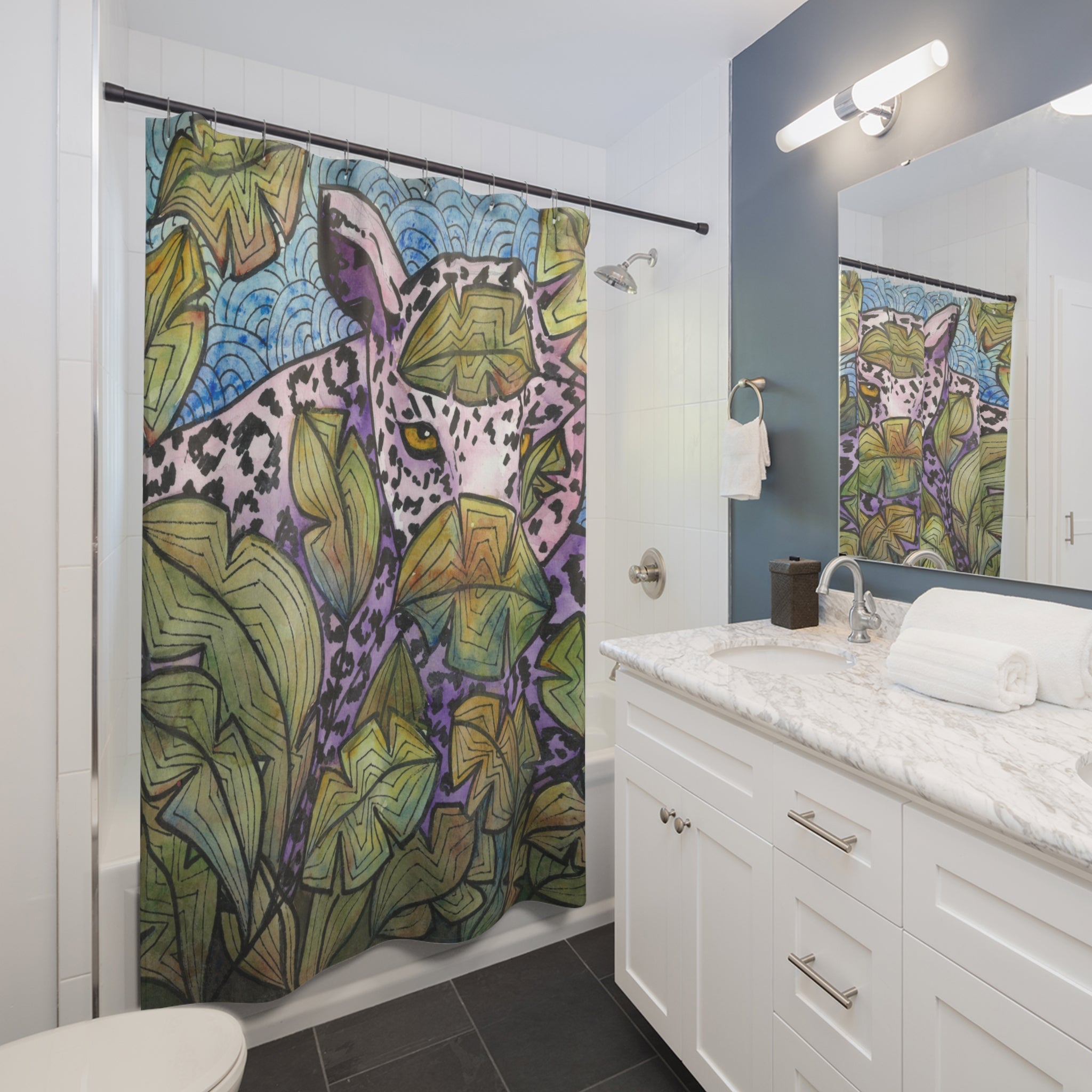 Beautiful Shower Curtains to Refresh Your Bathroom. Colourful Abstract Designs. Perfect For Your Bathroom or Special House-Warming Gift #76 Purrfect Blend