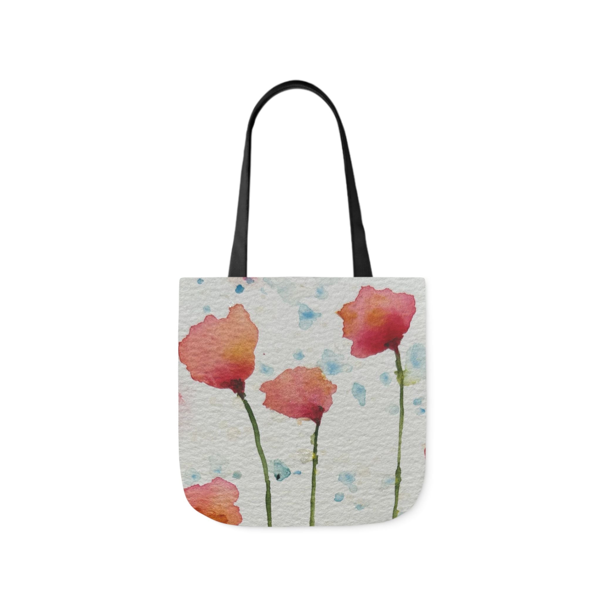 Canvas Tote Bags, Colourful Abstract Designs, 5-Color Straps, 3 Sizes.  For Family and friends or a Special Gift #94 Poppies Galore
