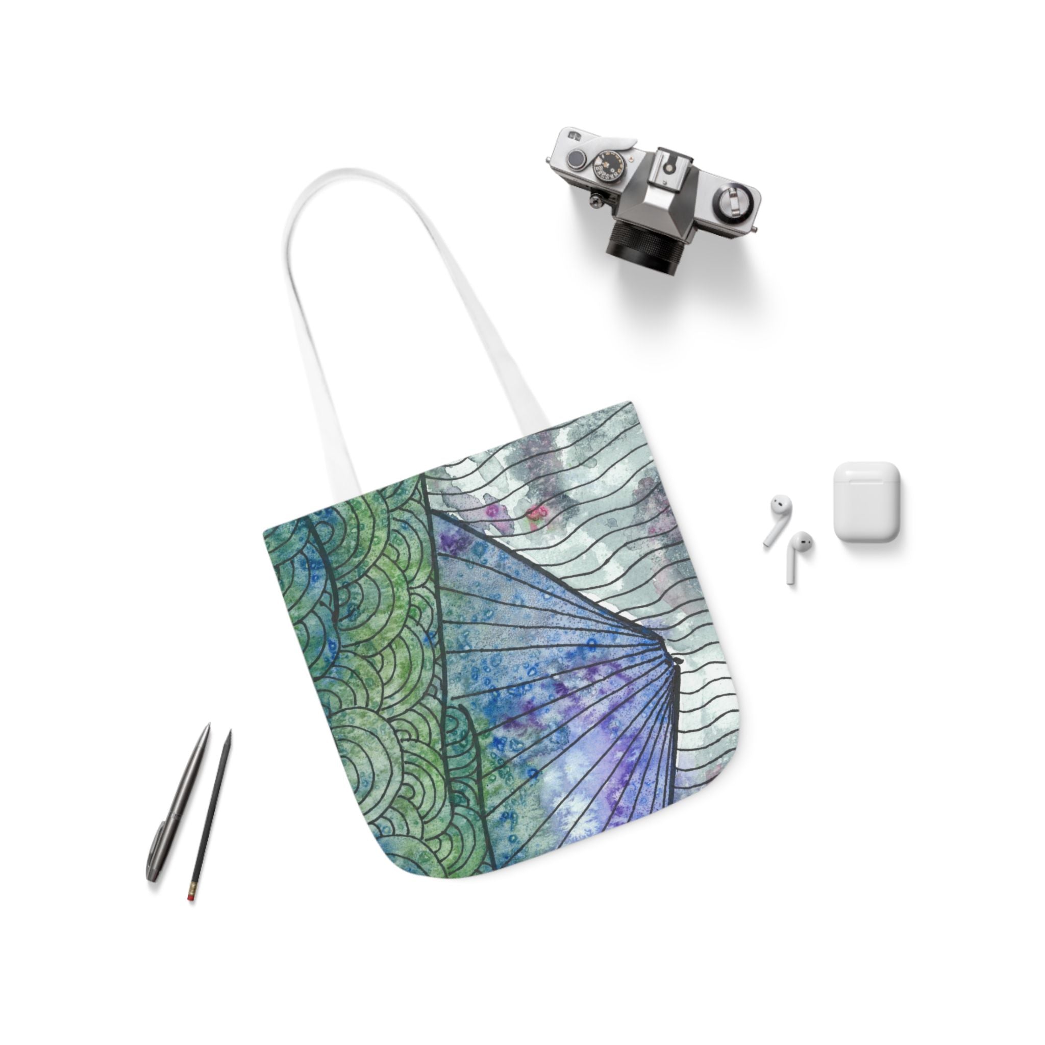 Canvas Tote Bags, Colourful Abstract Designs, 5-Color Straps, 3 Sizes.  For Family and friends or a Special Gift #90 Rtanj Pyramid