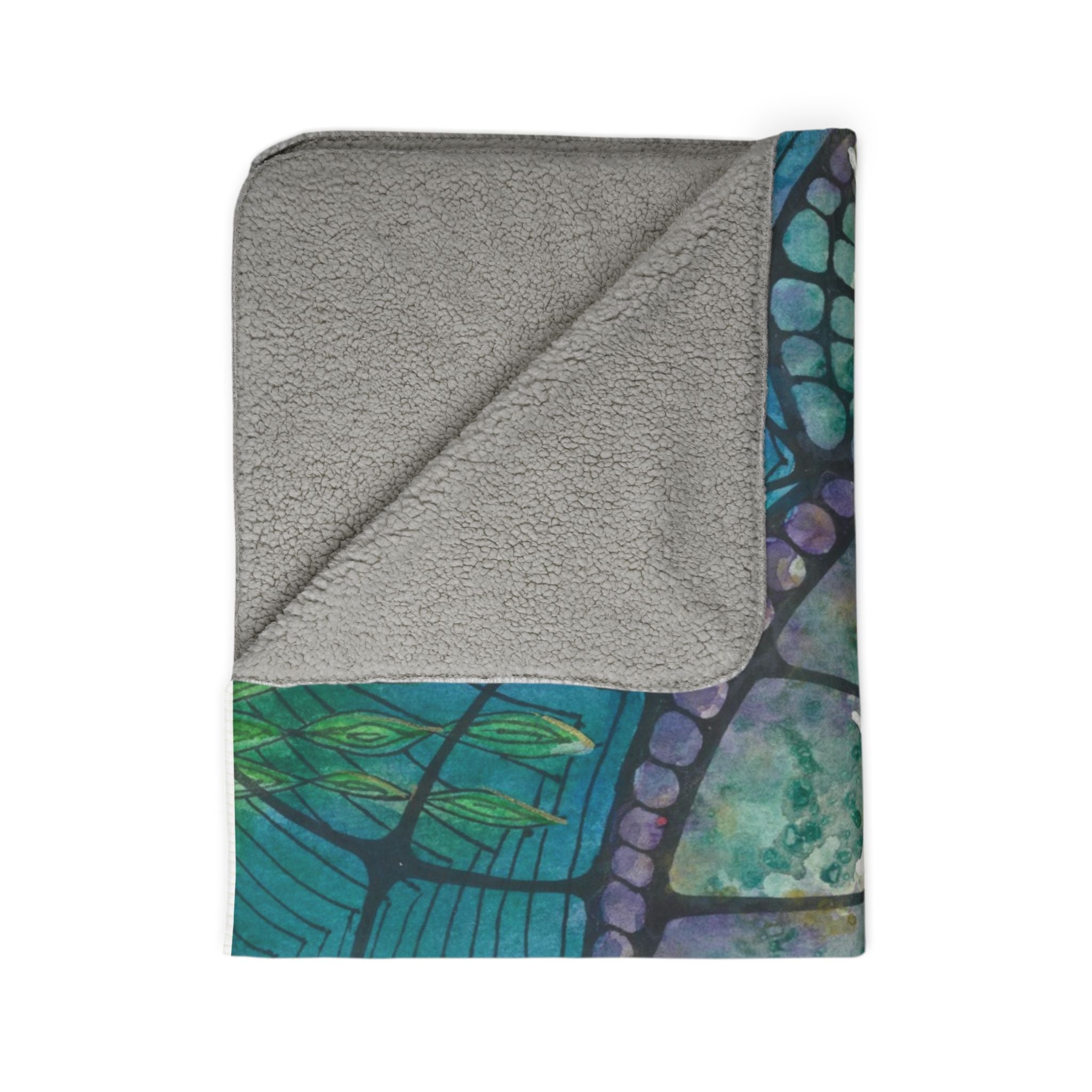 Fleece Throw Blanket, Textured Sherpa Underside, Hemmed, 2 Sizes. Colourful Abstract Design. Perfect for Bedroom, Living Room, or Special Gift #73 Turtling Along