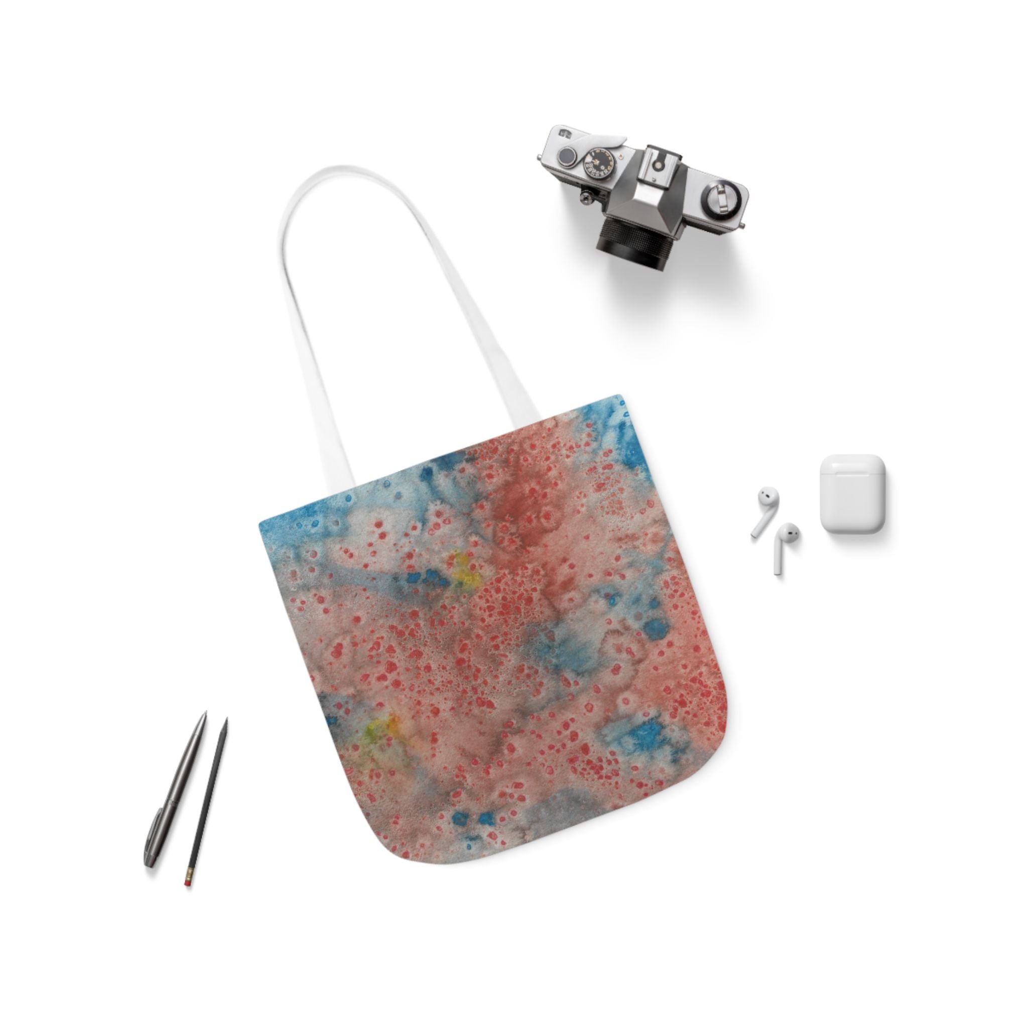 Canvas Tote Bags, Colourful Abstract Designs, 5-Color Straps, 3 Sizes.  For Family and friends or a Special Gift #53 The Reef