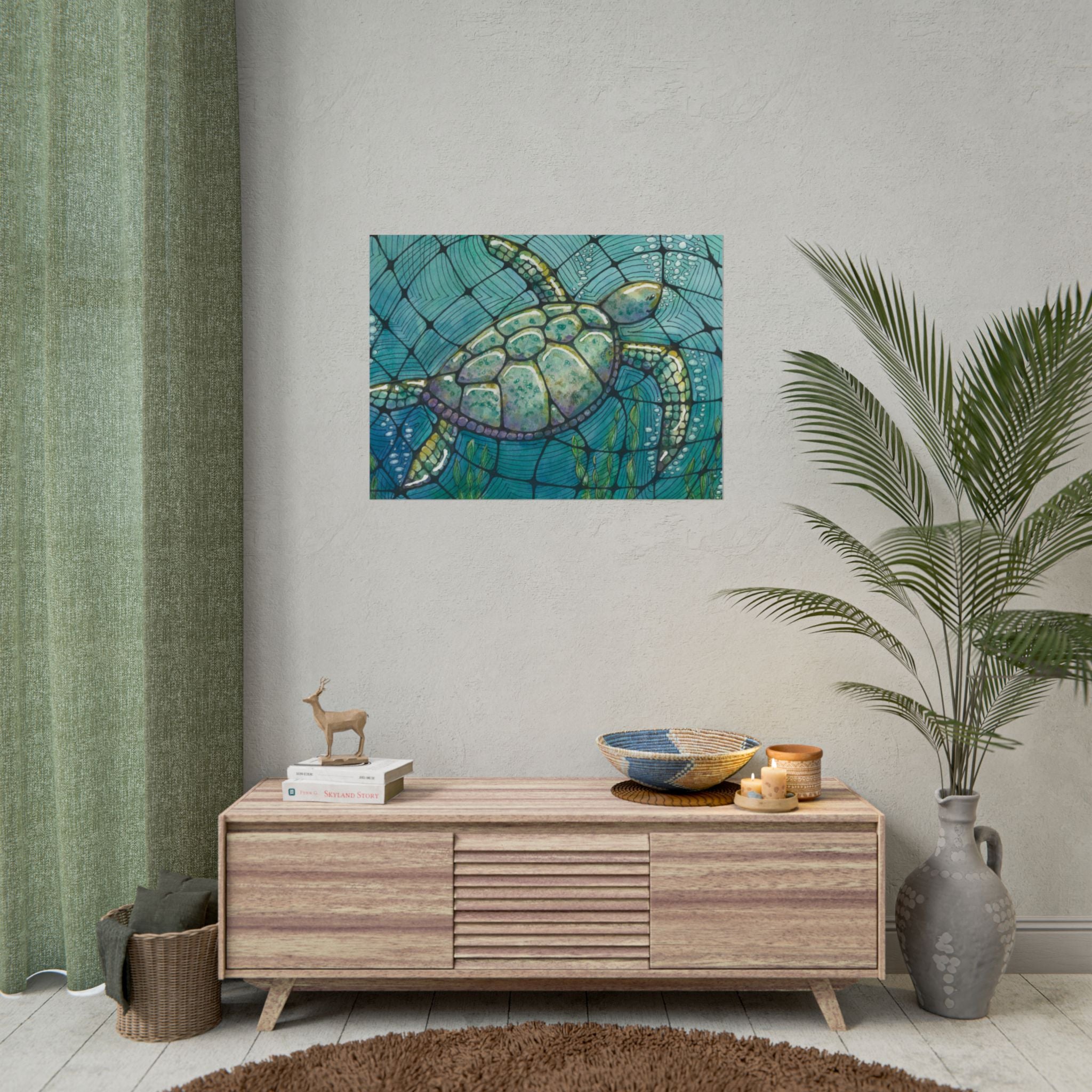 Large Colourful Wall Art, Posters & Prints, For Office, Bedroom or Living Room, or Special Gift #73 Turtling Along