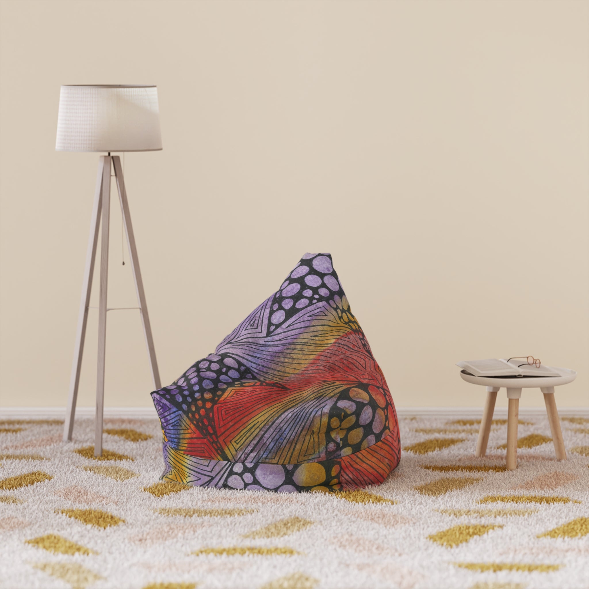Bean Bag Chair Covers For Indoor & Outdoor - 2 Sizes - Exciting Abstract Design #82 Fighting Delusions