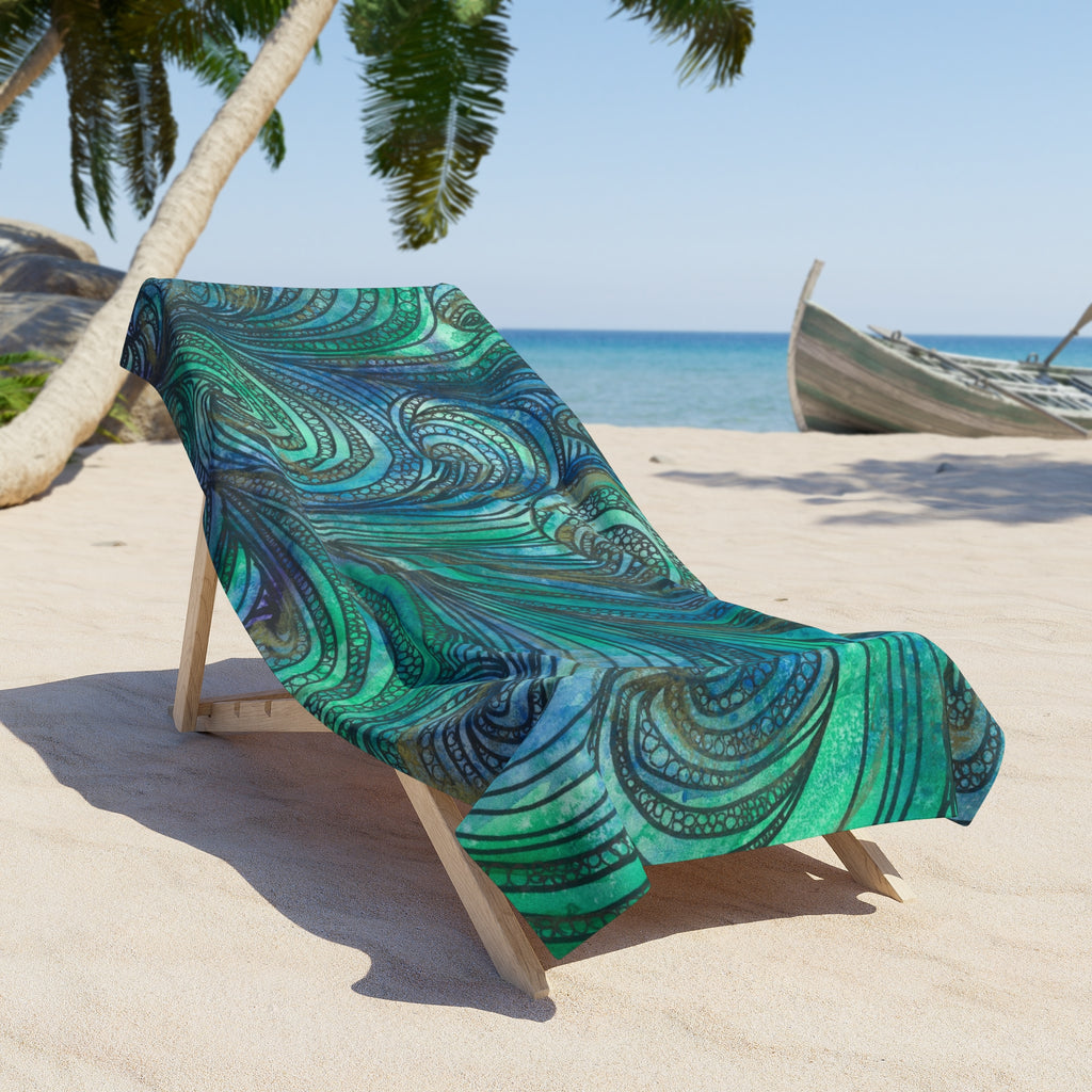 Colourful Abstract Beach Towels, Cotton Loop backing for Durability, 2 Sizes.  For Family and friends or a Special Gift #71 Call Of The Sea