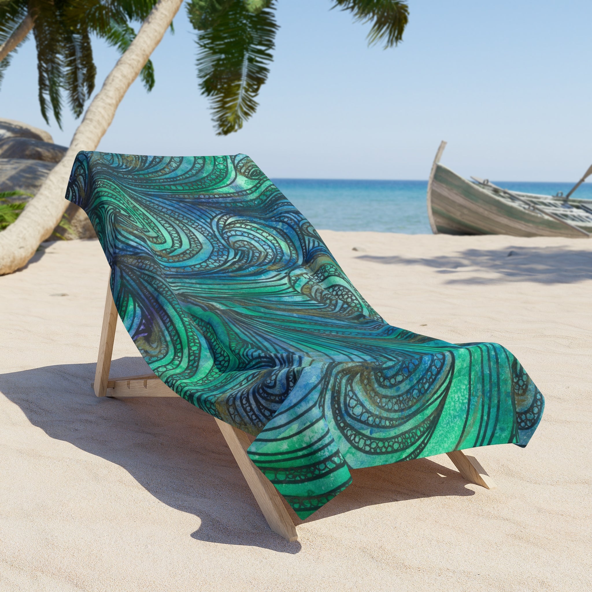 Colourful Abstract Beach Towels, Cotton Loop backing for Durability, 2 Sizes.  For Family and friends or a Special Gift #71 Call Of The Sea